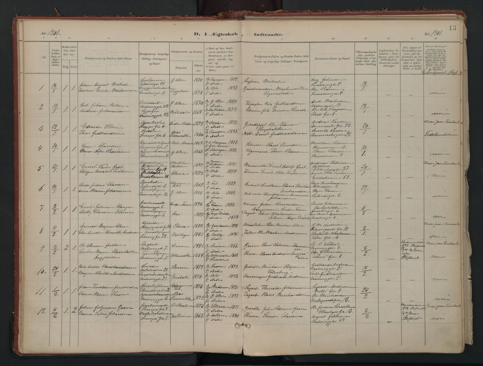 Vålerengen prestekontor Kirkebøker, AV/SAO-A-10878/F/Fa/L0002: Ministerialbok nr. 2, 1899-1924, s. 13