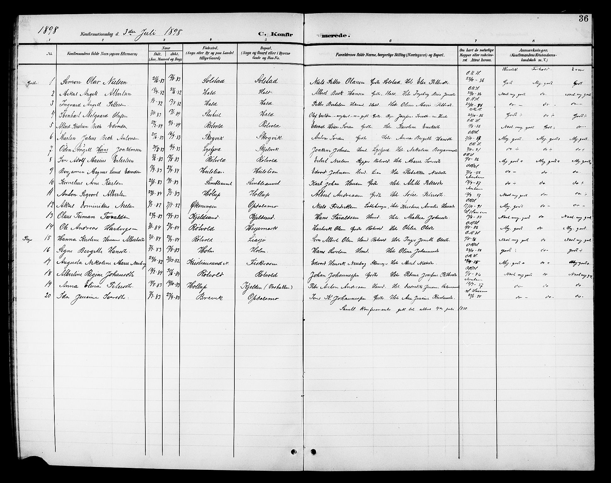 Ministerialprotokoller, klokkerbøker og fødselsregistre - Nordland, AV/SAT-A-1459/811/L0170: Klokkerbok nr. 811C02, 1896-1908, s. 36