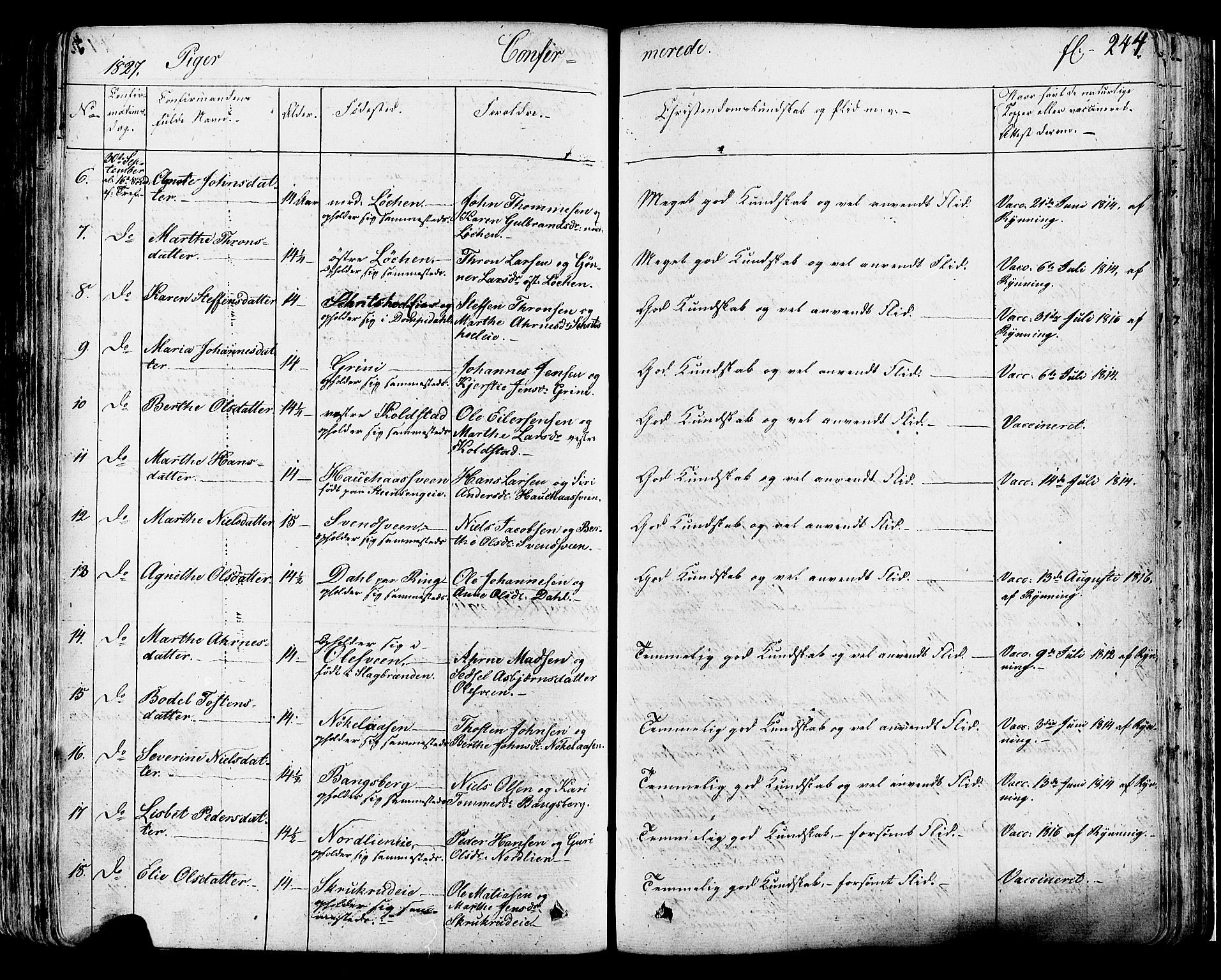 Ringsaker prestekontor, AV/SAH-PREST-014/K/Ka/L0007: Ministerialbok nr. 7A, 1826-1837, s. 244