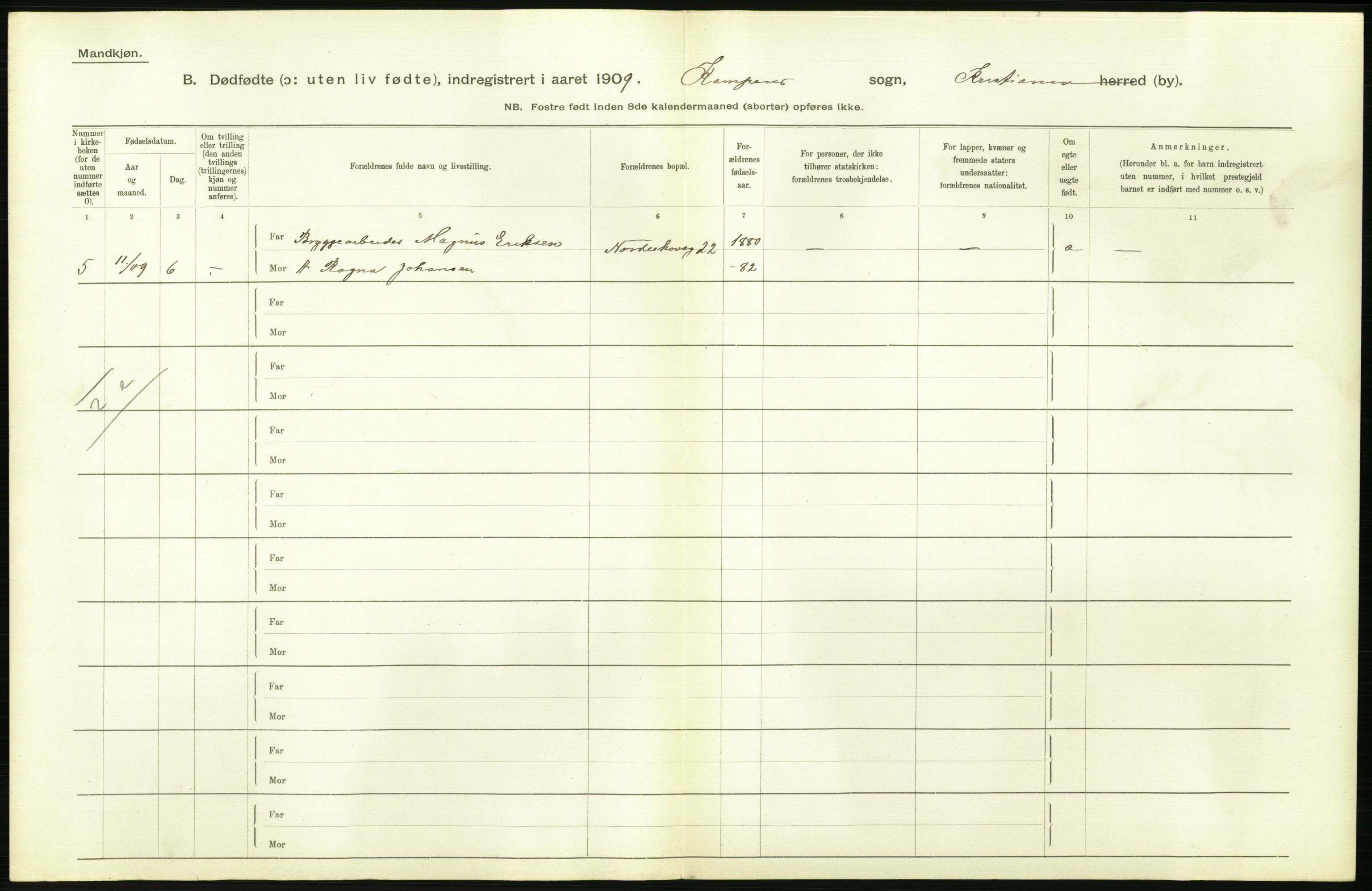 Statistisk sentralbyrå, Sosiodemografiske emner, Befolkning, AV/RA-S-2228/D/Df/Dfa/Dfag/L0010: Kristiania: Døde, dødfødte., 1909, s. 442