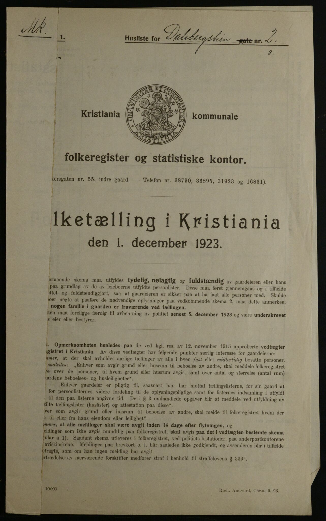 OBA, Kommunal folketelling 1.12.1923 for Kristiania, 1923, s. 15843