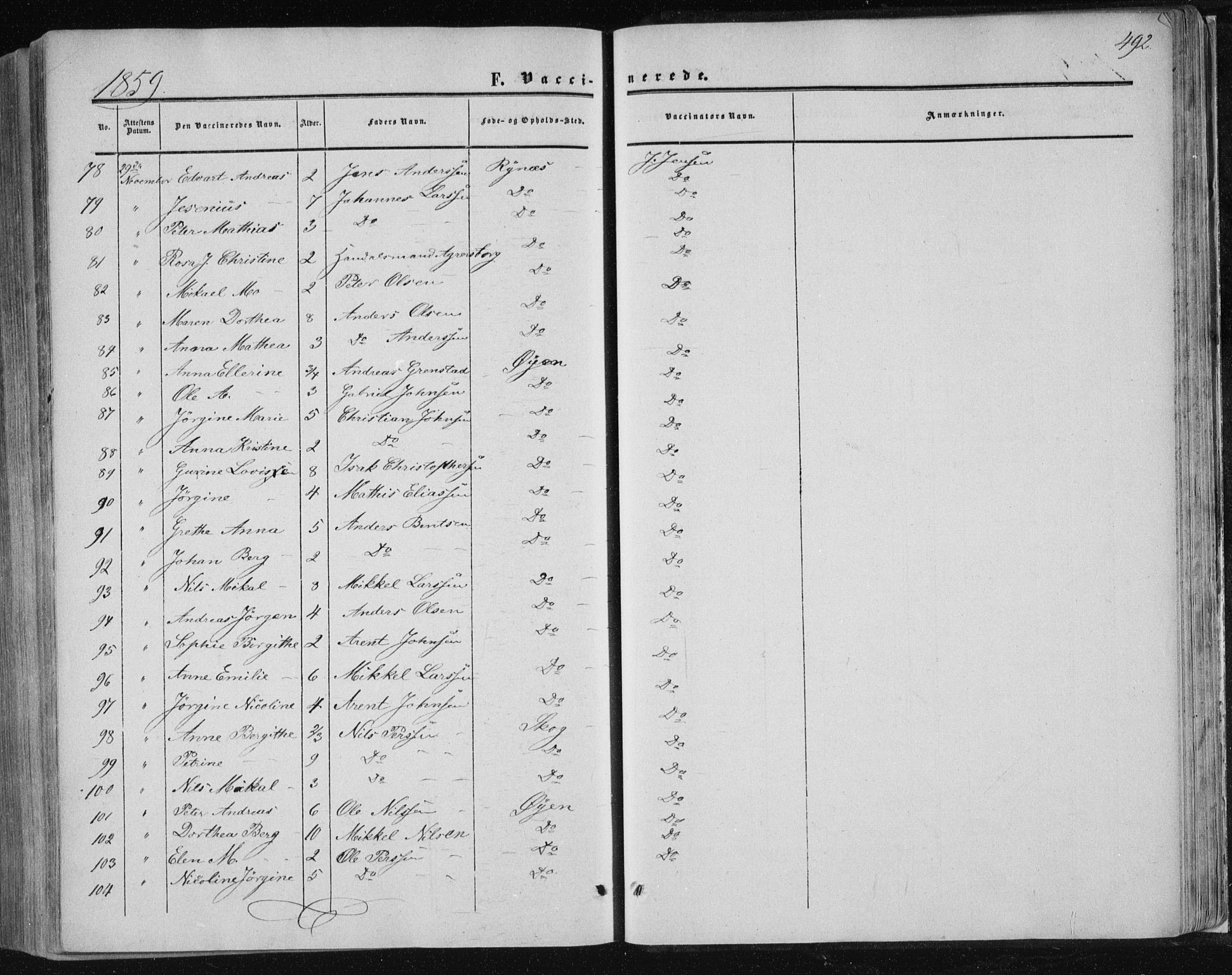 Ministerialprotokoller, klokkerbøker og fødselsregistre - Nordland, AV/SAT-A-1459/820/L0293: Ministerialbok nr. 820A14, 1855-1865, s. 492