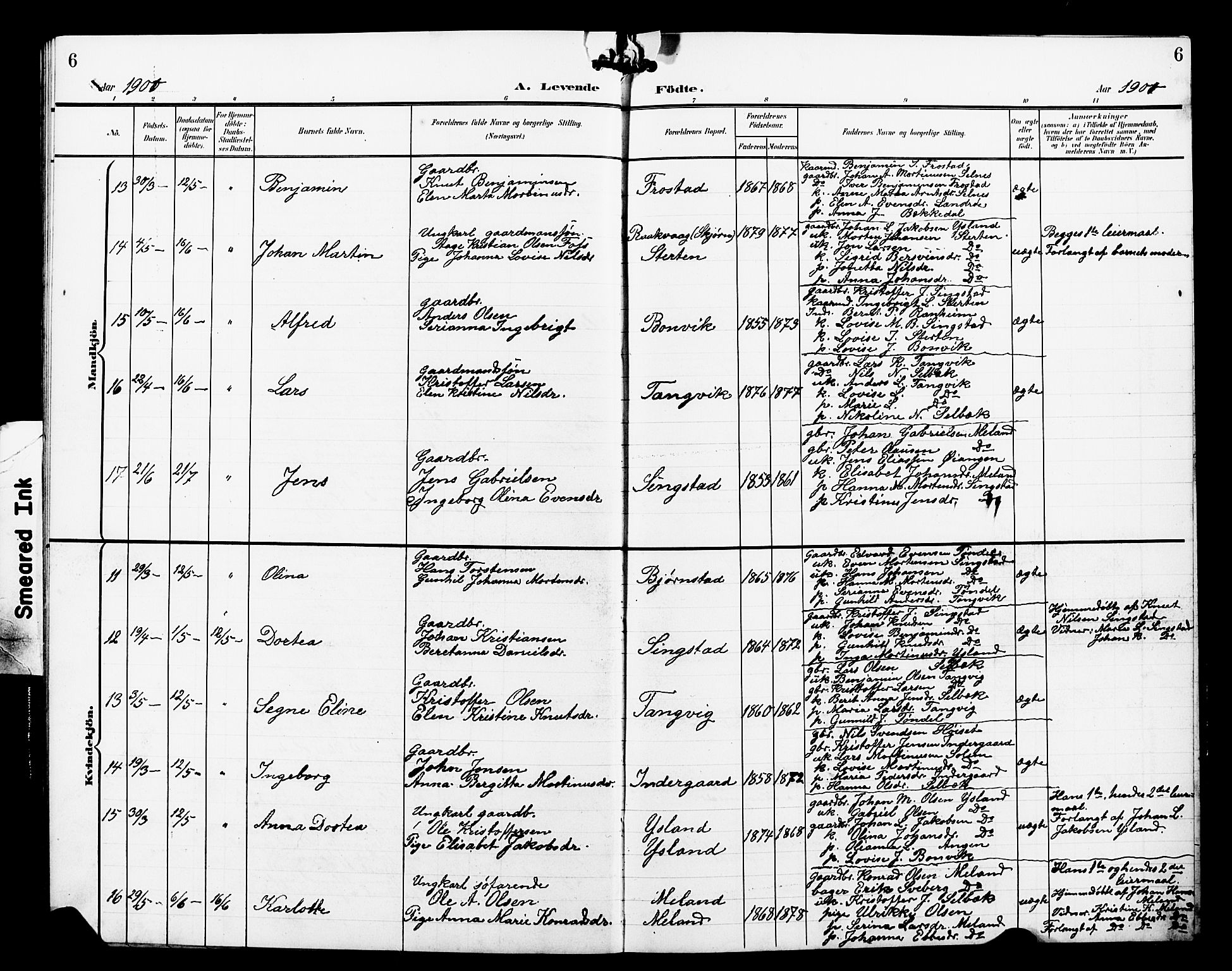 Ministerialprotokoller, klokkerbøker og fødselsregistre - Sør-Trøndelag, AV/SAT-A-1456/663/L0763: Klokkerbok nr. 663C03, 1899-1908, s. 6