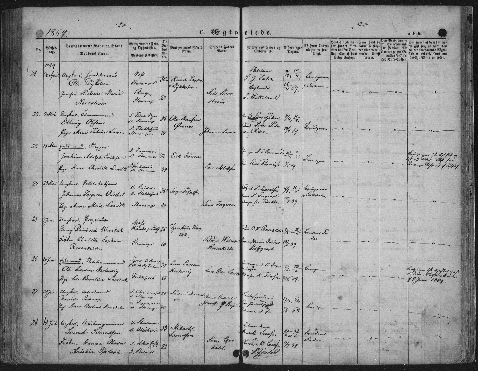 Domkirken sokneprestkontor, SAST/A-101812/001/30/30BA/L0019: Ministerialbok nr. A 18, 1857-1877, s. 98