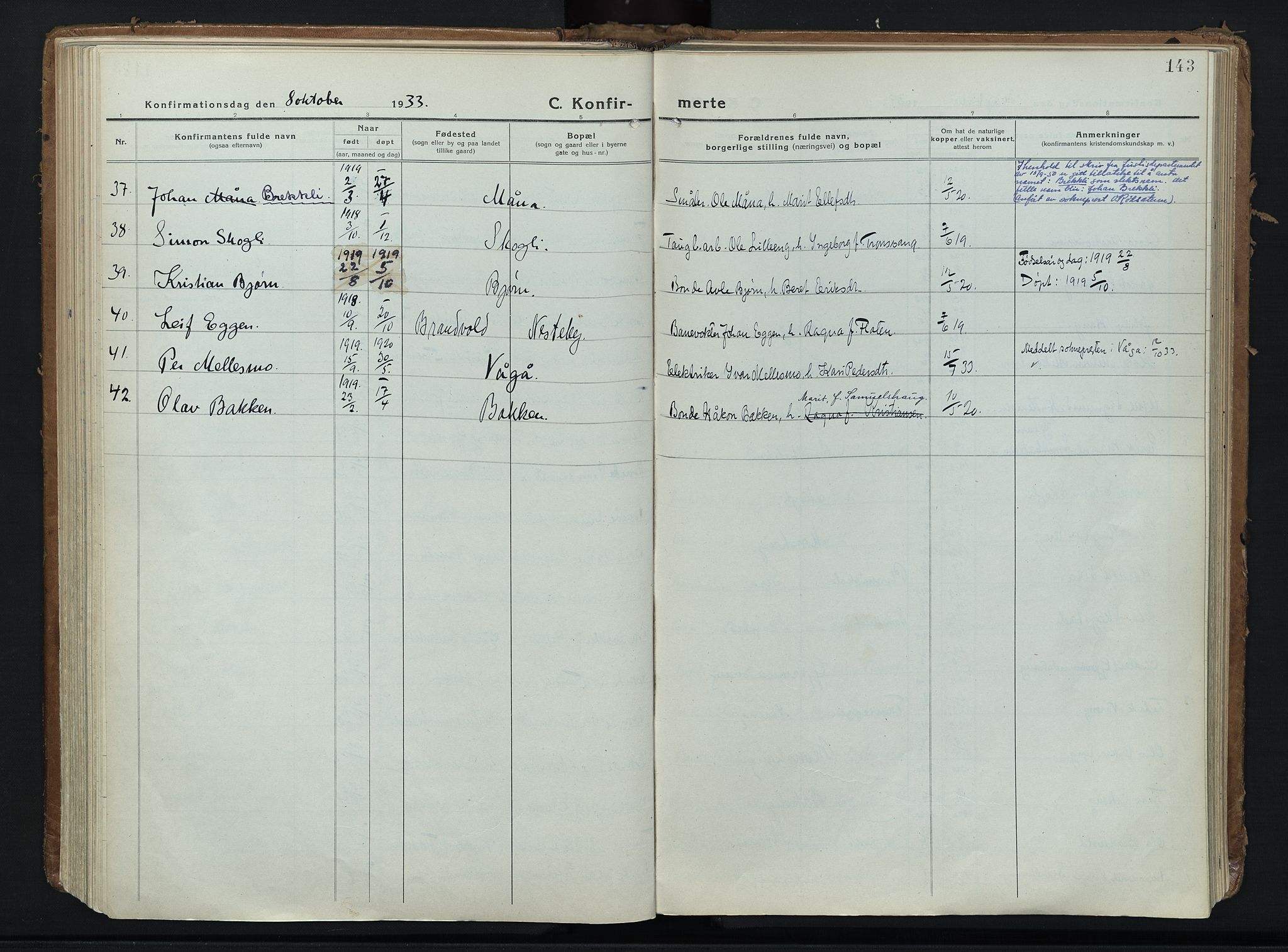 Alvdal prestekontor, SAH/PREST-060/H/Ha/Haa/L0006: Ministerialbok nr. 6, 1920-1937, s. 143