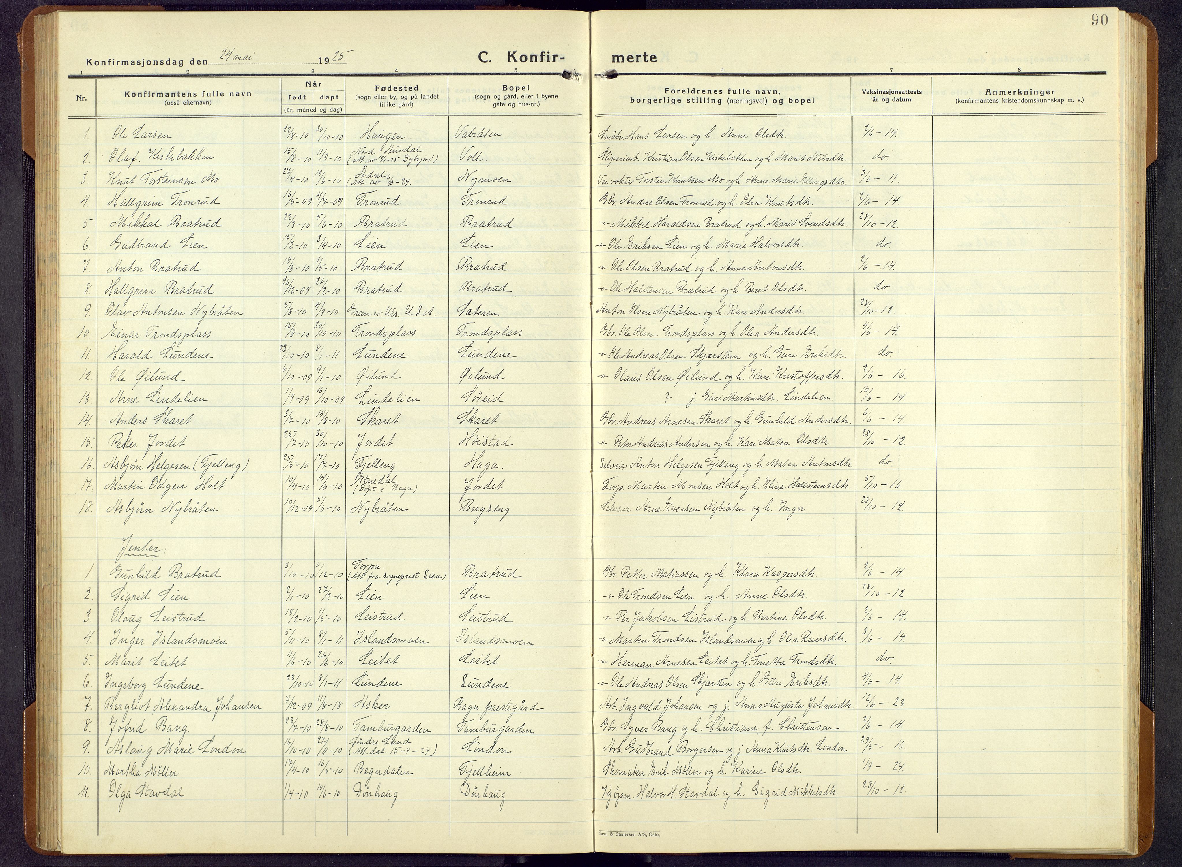Sør-Aurdal prestekontor, AV/SAH-PREST-128/H/Ha/Hab/L0011: Klokkerbok nr. 11, 1922-1950, s. 90