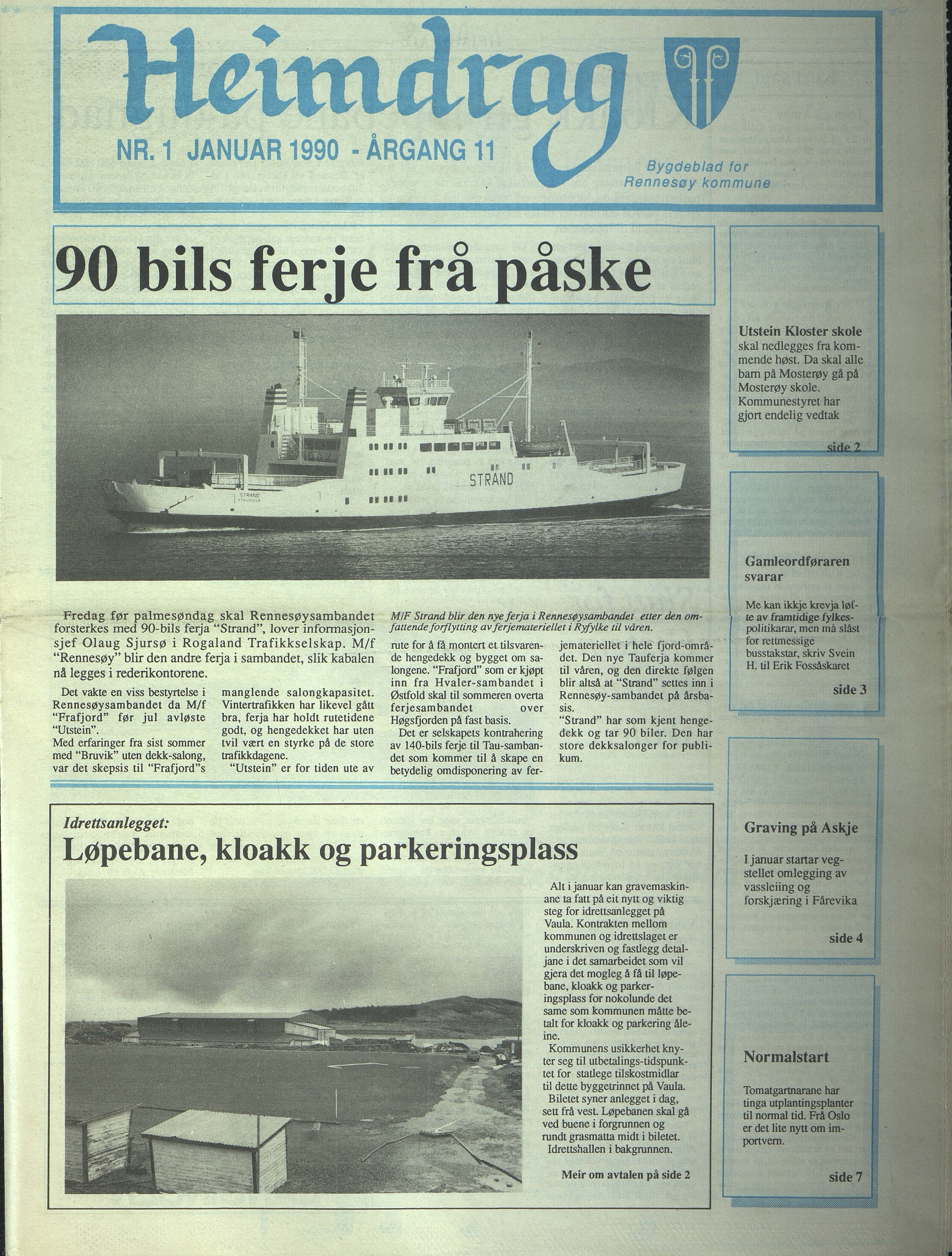 Rennesøy kommune. Heimdrag, lokalavis, BYST/A-0750/X/Xa/L0012: Heimdrag 1990, 1990