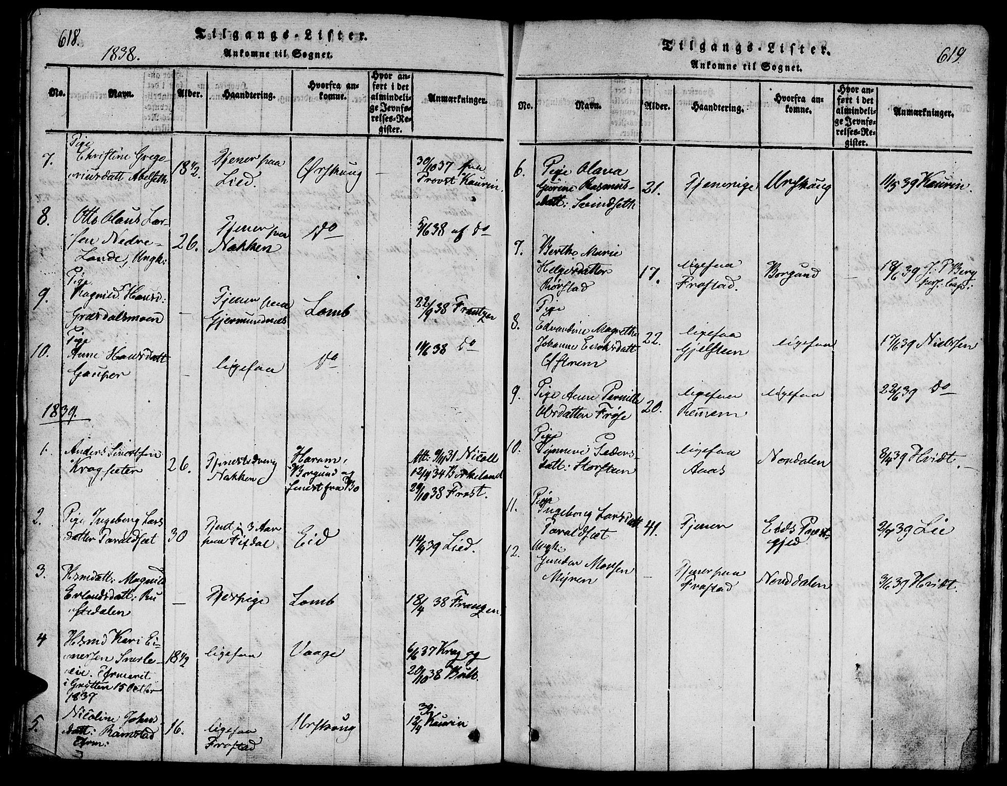Ministerialprotokoller, klokkerbøker og fødselsregistre - Møre og Romsdal, AV/SAT-A-1454/539/L0528: Ministerialbok nr. 539A01, 1818-1847, s. 618-619