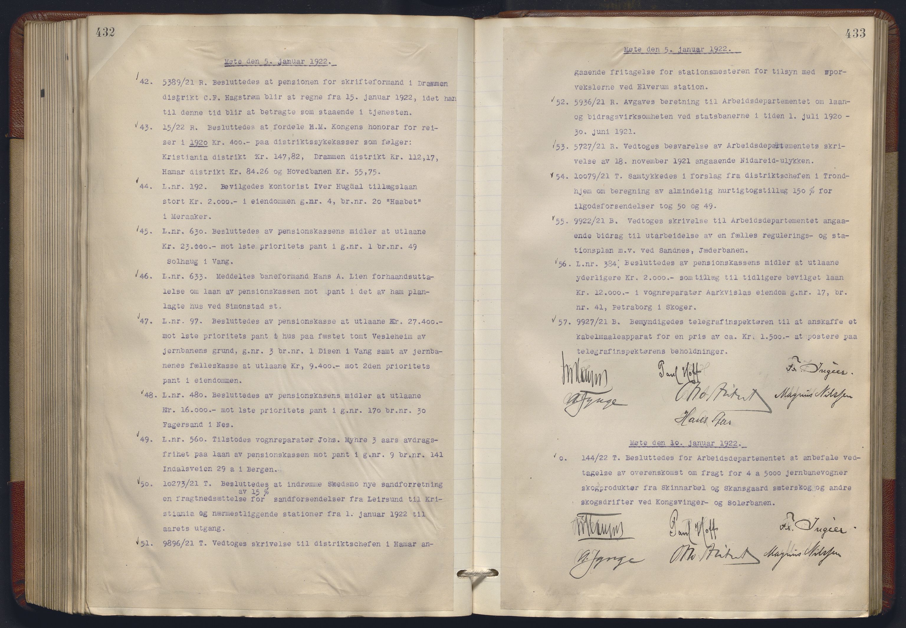 Norges statsbaner, Administrasjons- økonomi- og personalavdelingen, RA/S-3412/A/Aa/L0018: Forhandlingsprotokoll, 1920-1922, s. 432-433