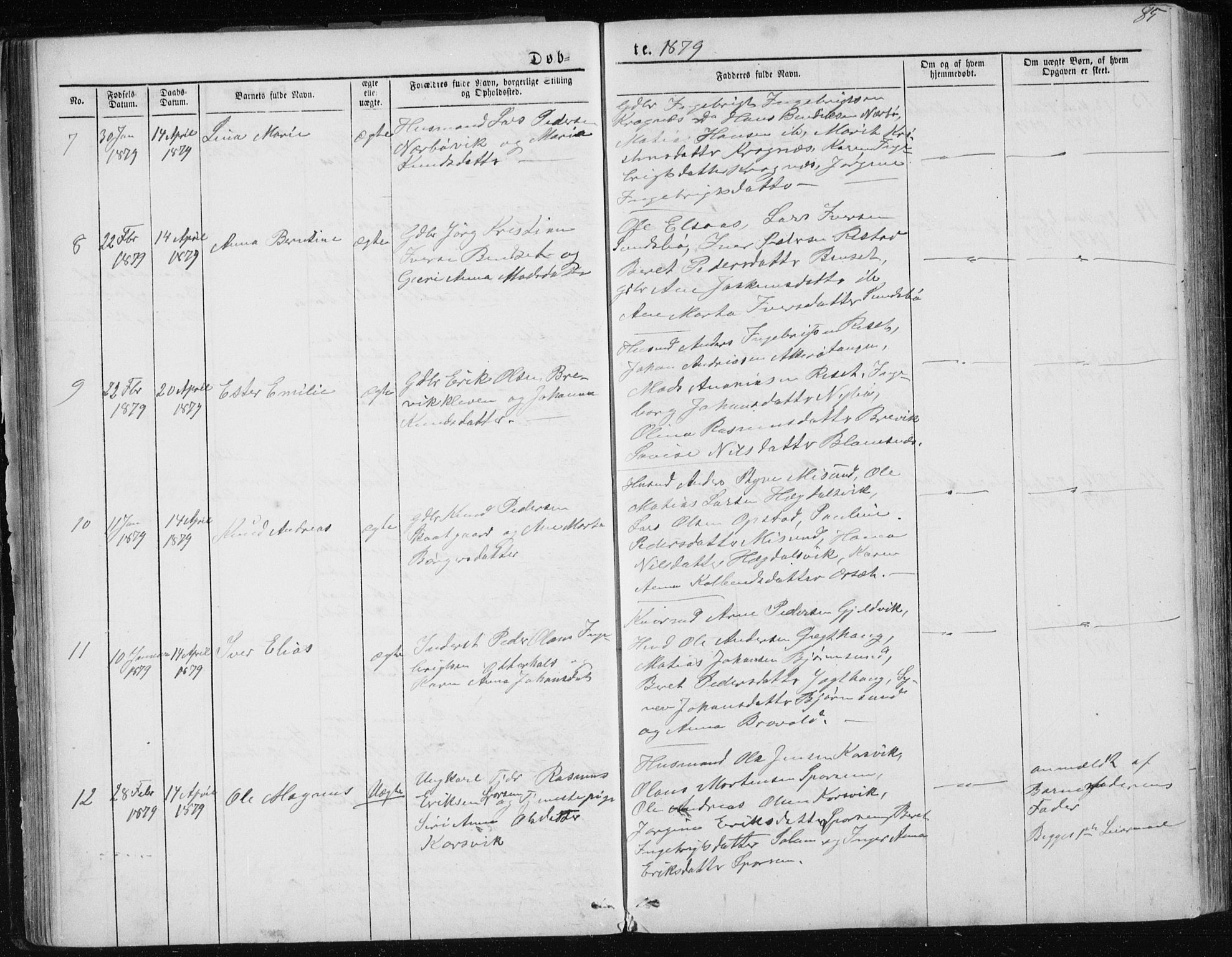 Ministerialprotokoller, klokkerbøker og fødselsregistre - Møre og Romsdal, AV/SAT-A-1454/560/L0724: Klokkerbok nr. 560C01, 1867-1892, s. 85