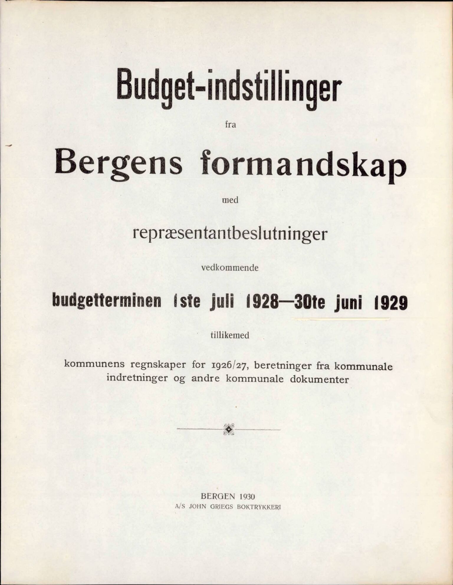 Bergen kommune. Formannskapet, BBA/A-0003/Ad/L0117: Bergens Kommuneforhandlinger, bind II, 1928