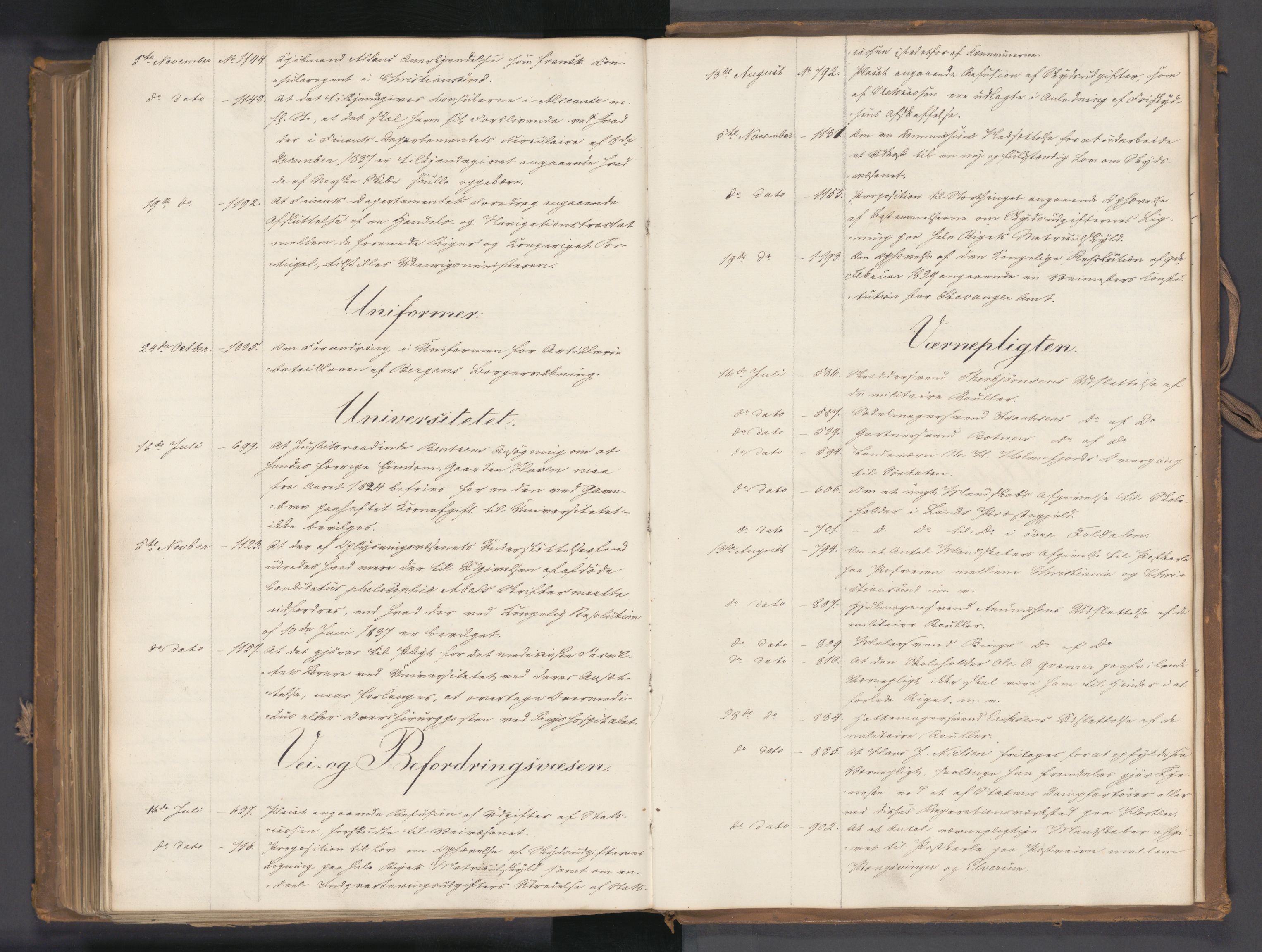 Statsrådssekretariatet, AV/RA-S-1001/A/Ab/L0047: Kgl. res. nr. 541-1301, 2. halvår, 1838