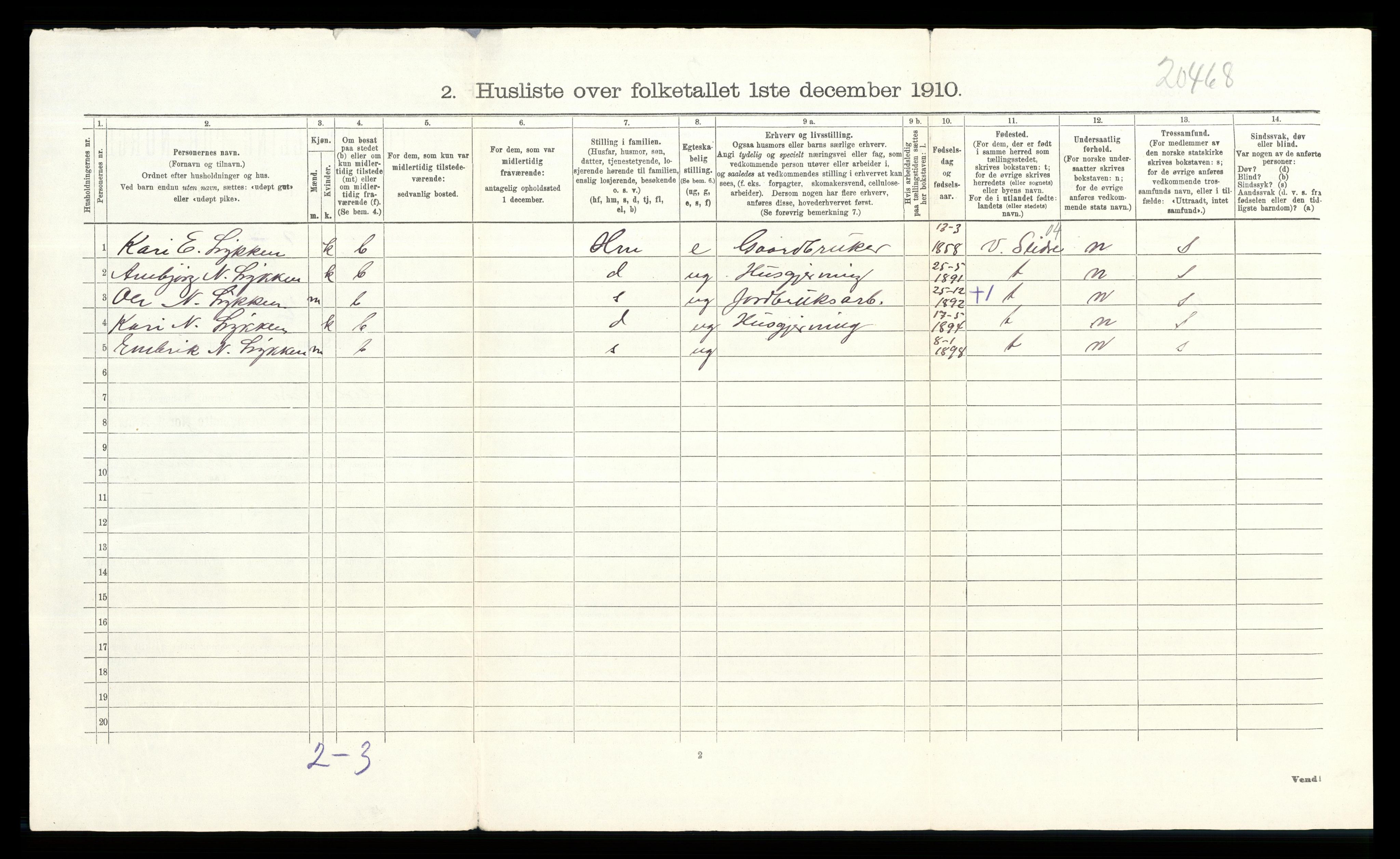 RA, Folketelling 1910 for 0544 Øystre Slidre herred, 1910, s. 859