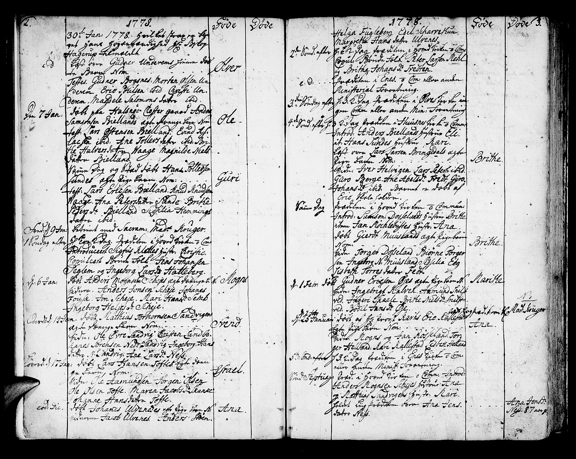 Kvinnherad sokneprestembete, SAB/A-76401/H/Haa: Ministerialbok nr. A 4, 1778-1811, s. 2-3