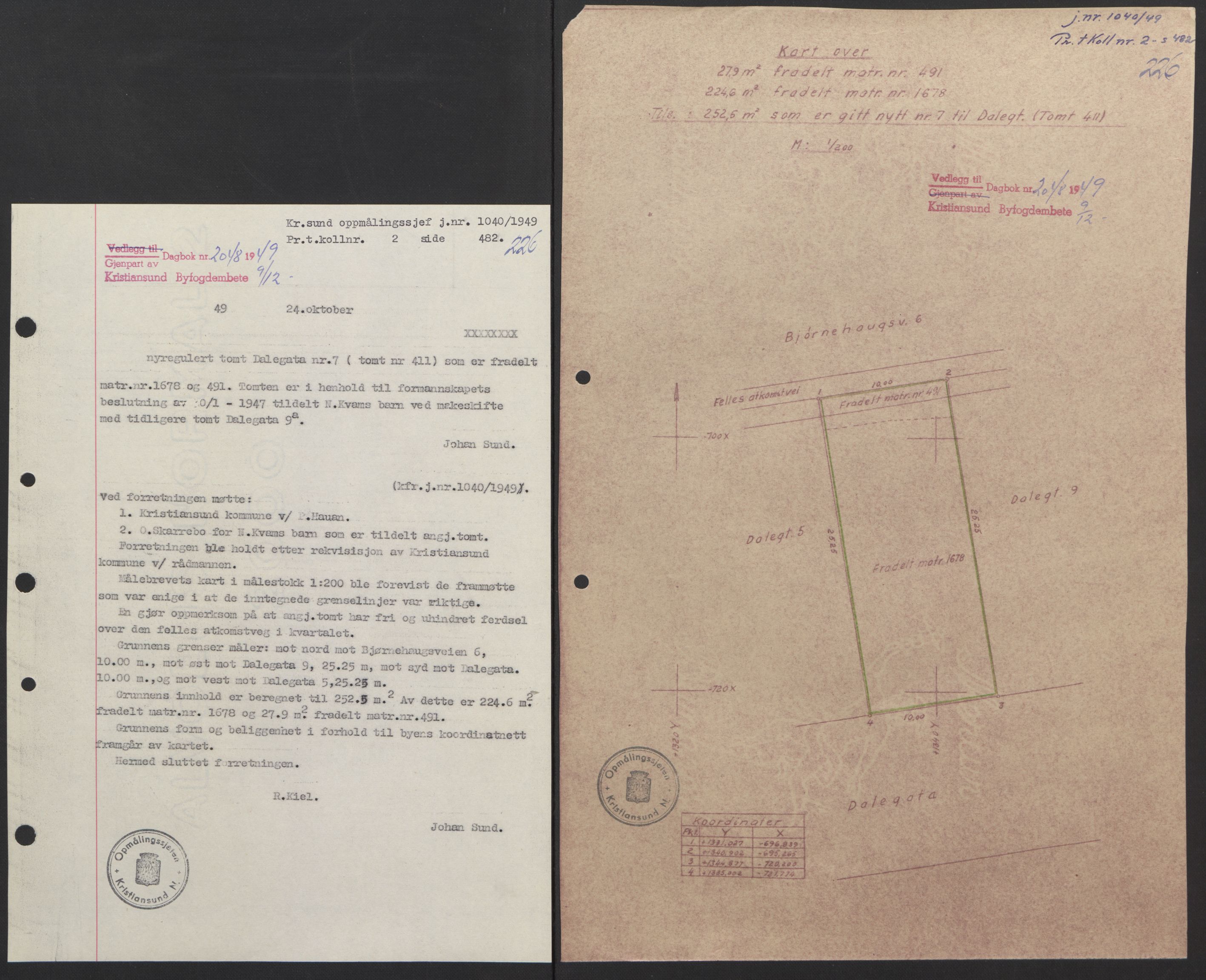 Kristiansund byfogd, AV/SAT-A-4587/A/27: Pantebok nr. 42, 1947-1950, Dagboknr: 2048/1949