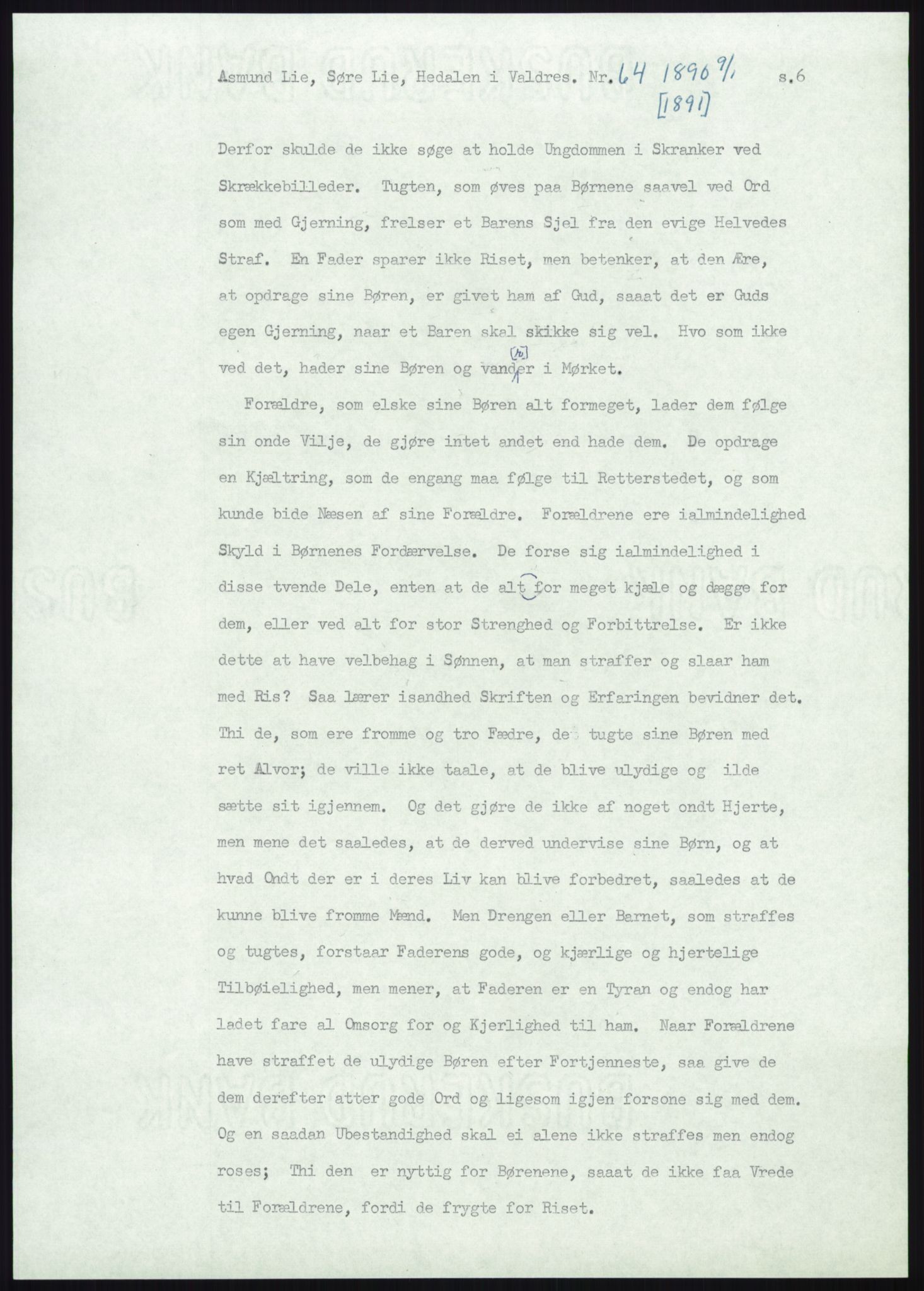 Samlinger til kildeutgivelse, Amerikabrevene, RA/EA-4057/F/L0012: Innlån fra Oppland: Lie (brevnr 1-78), 1838-1914, s. 909