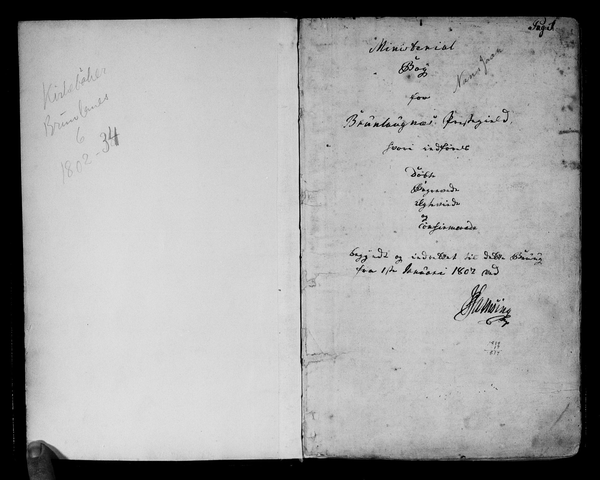 Brunlanes kirkebøker, SAKO/A-342/F/Fa/L0002: Ministerialbok nr. I 2, 1802-1834, s. 1
