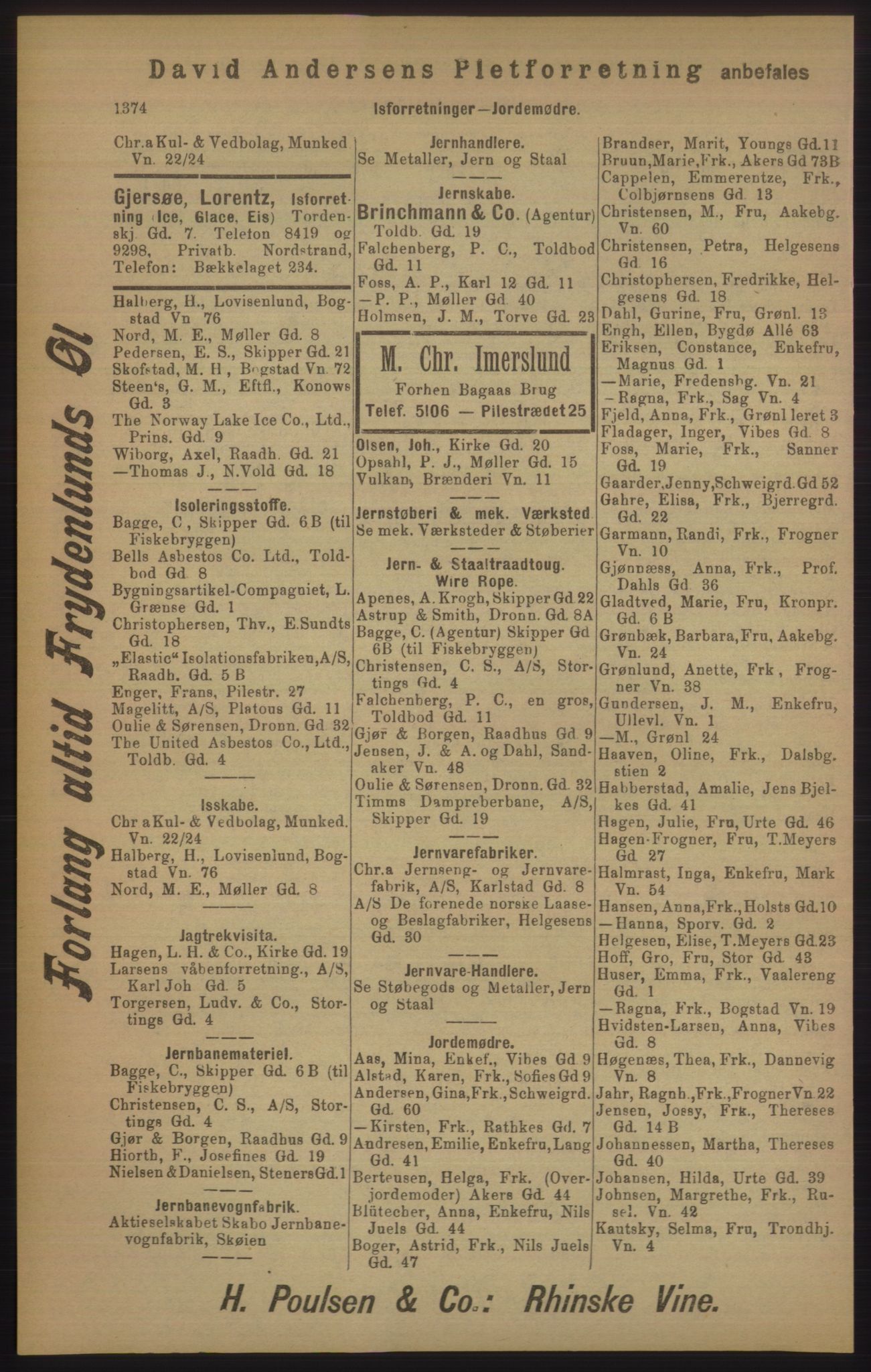 Kristiania/Oslo adressebok, PUBL/-, 1905, s. 1374