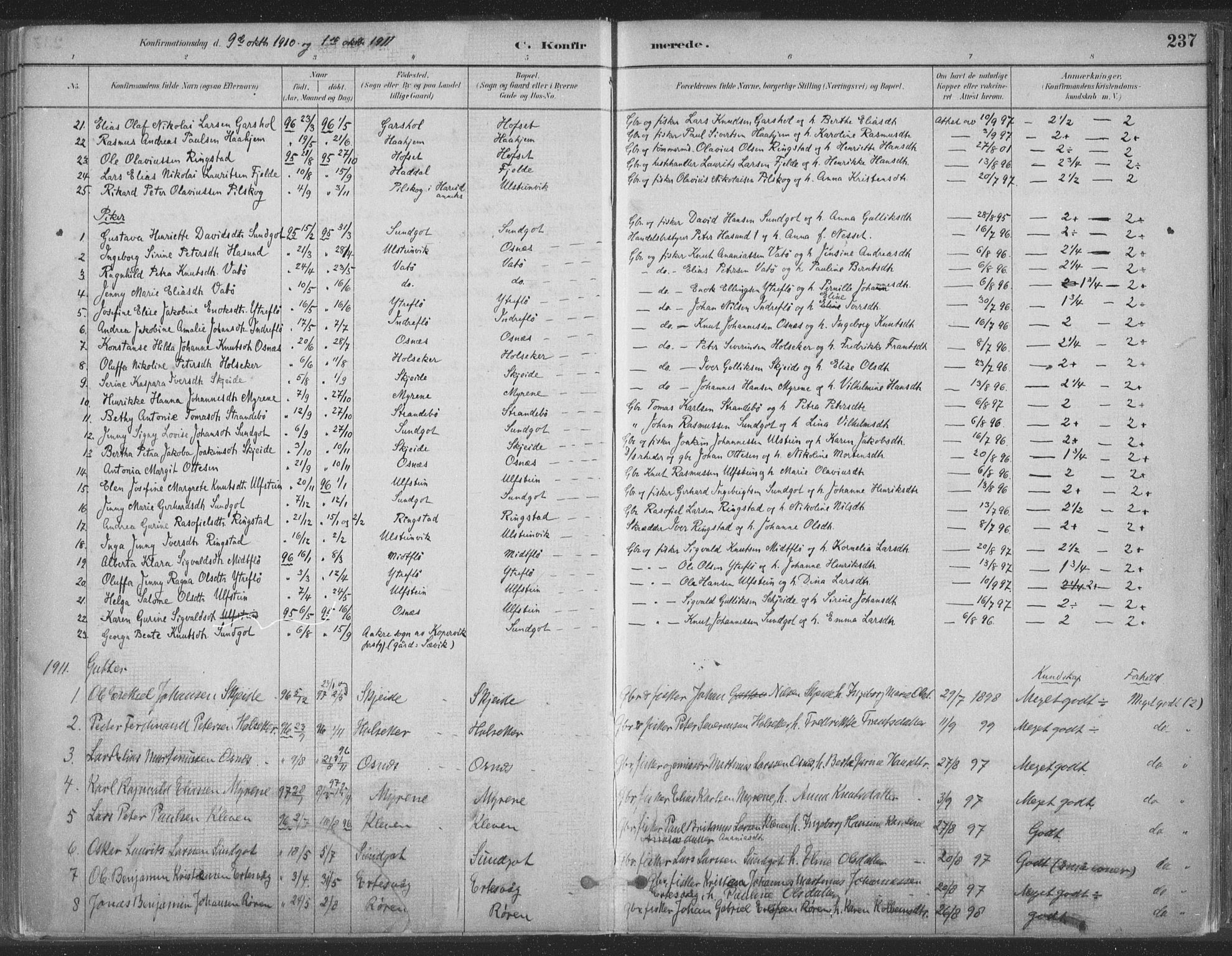 Ministerialprotokoller, klokkerbøker og fødselsregistre - Møre og Romsdal, AV/SAT-A-1454/509/L0106: Ministerialbok nr. 509A04, 1883-1922, s. 237