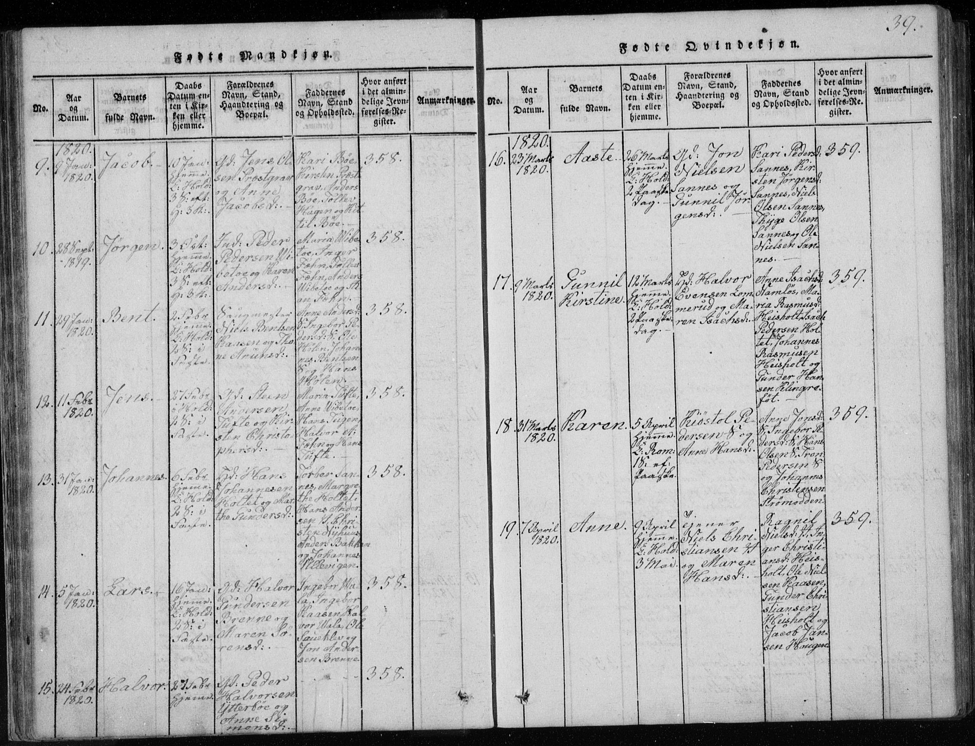 Holla kirkebøker, AV/SAKO-A-272/F/Fa/L0003: Ministerialbok nr. 3, 1815-1830, s. 39