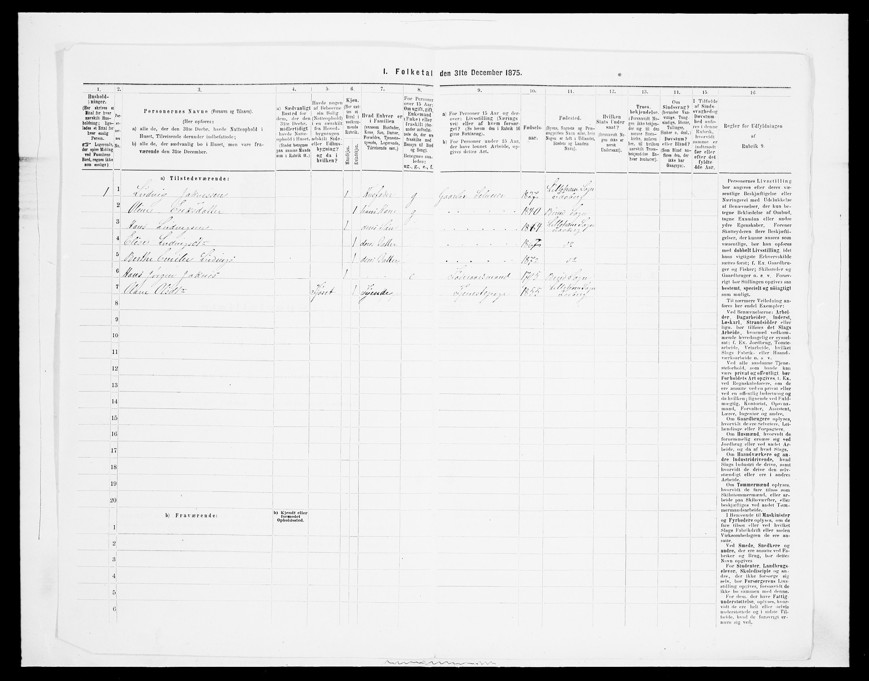 SAH, Folketelling 1875 for 0524L Fåberg prestegjeld, Fåberg sokn og Lillehammer landsokn, 1875, s. 279