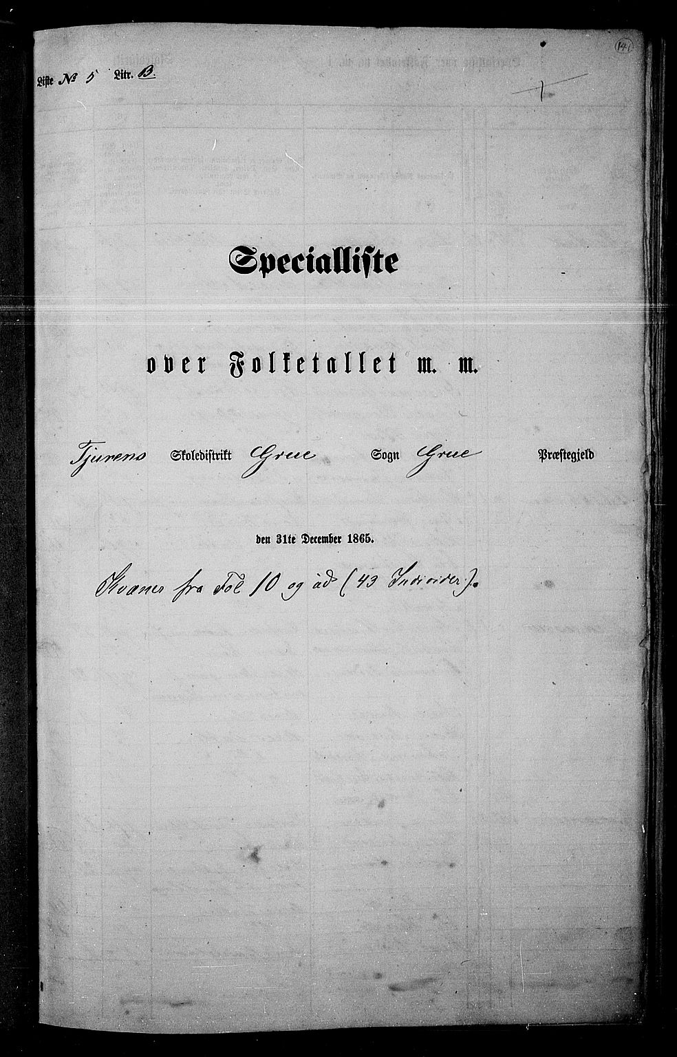 RA, Folketelling 1865 for 0423P Grue prestegjeld, 1865, s. 120