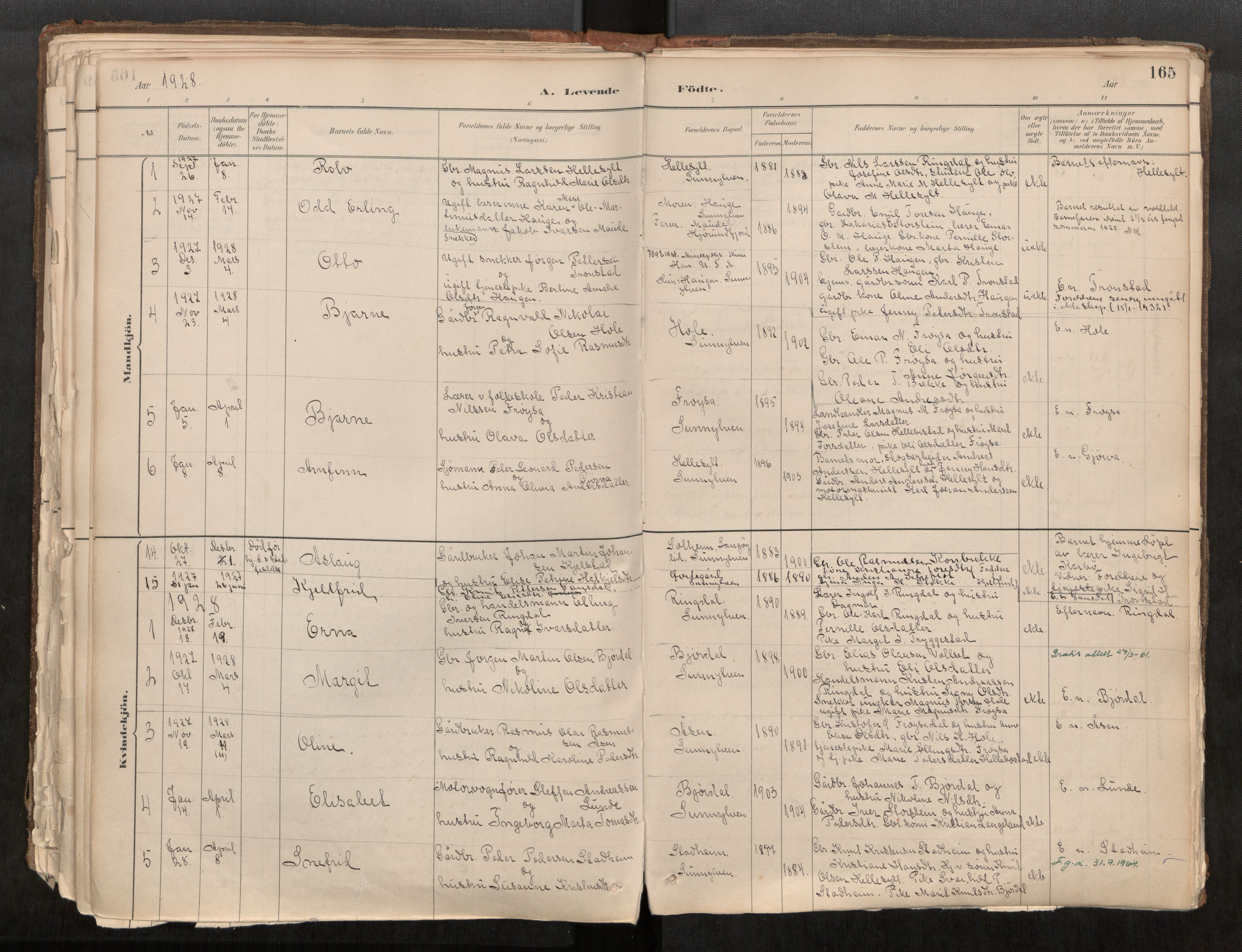 Sunnylven sokneprestkontor, AV/SAT-A-1007/H/Ha/Haa/L0002: Ministerialbok nr. 517A09, 1882-1939, s. 165