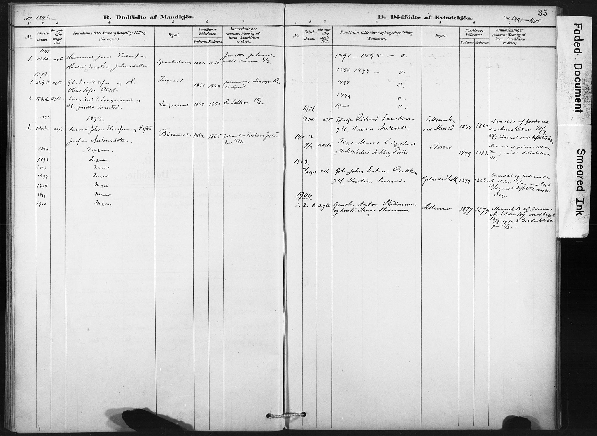 Ministerialprotokoller, klokkerbøker og fødselsregistre - Nord-Trøndelag, AV/SAT-A-1458/718/L0175: Ministerialbok nr. 718A01, 1890-1923, s. 35