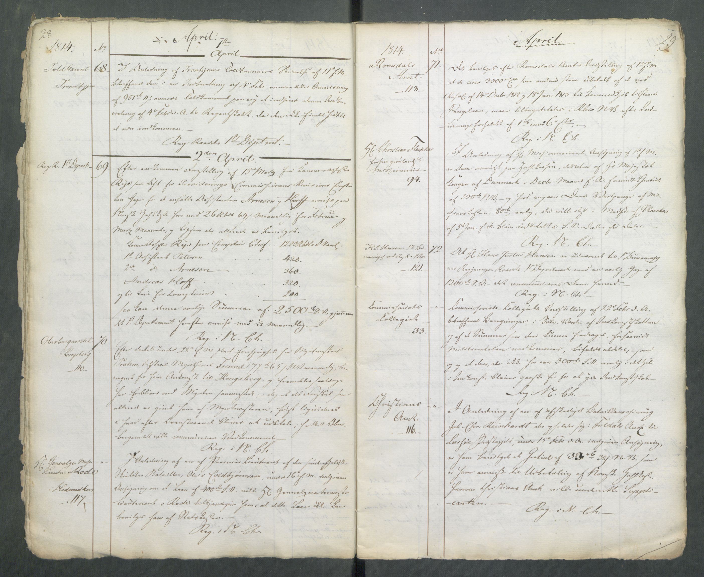 Departementene i 1814, RA/S-3899/Fa/L0002: 1. byrå - Kopibok A 1-173, 1814, s. 28-29