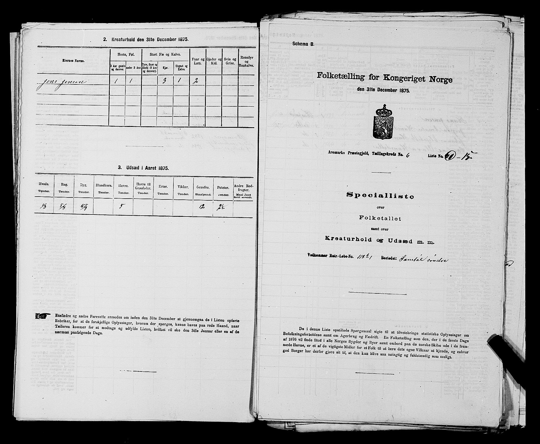 RA, Folketelling 1875 for 0118P Aremark prestegjeld, 1875, s. 847