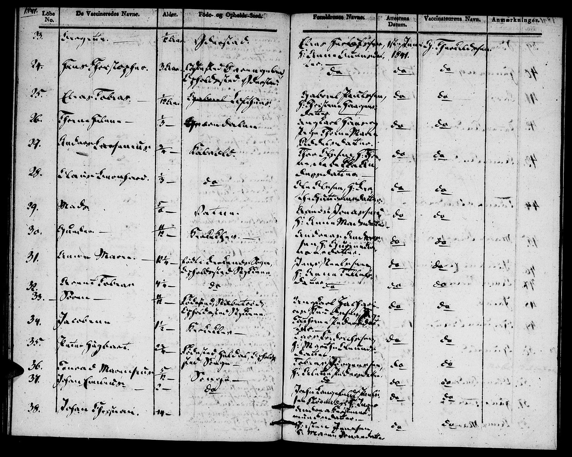 Vestre Moland sokneprestkontor, AV/SAK-1111-0046/F/Ff/L0002/0003: Vaksinasjonsprotokoll nr. A VI 3, 1830-1844