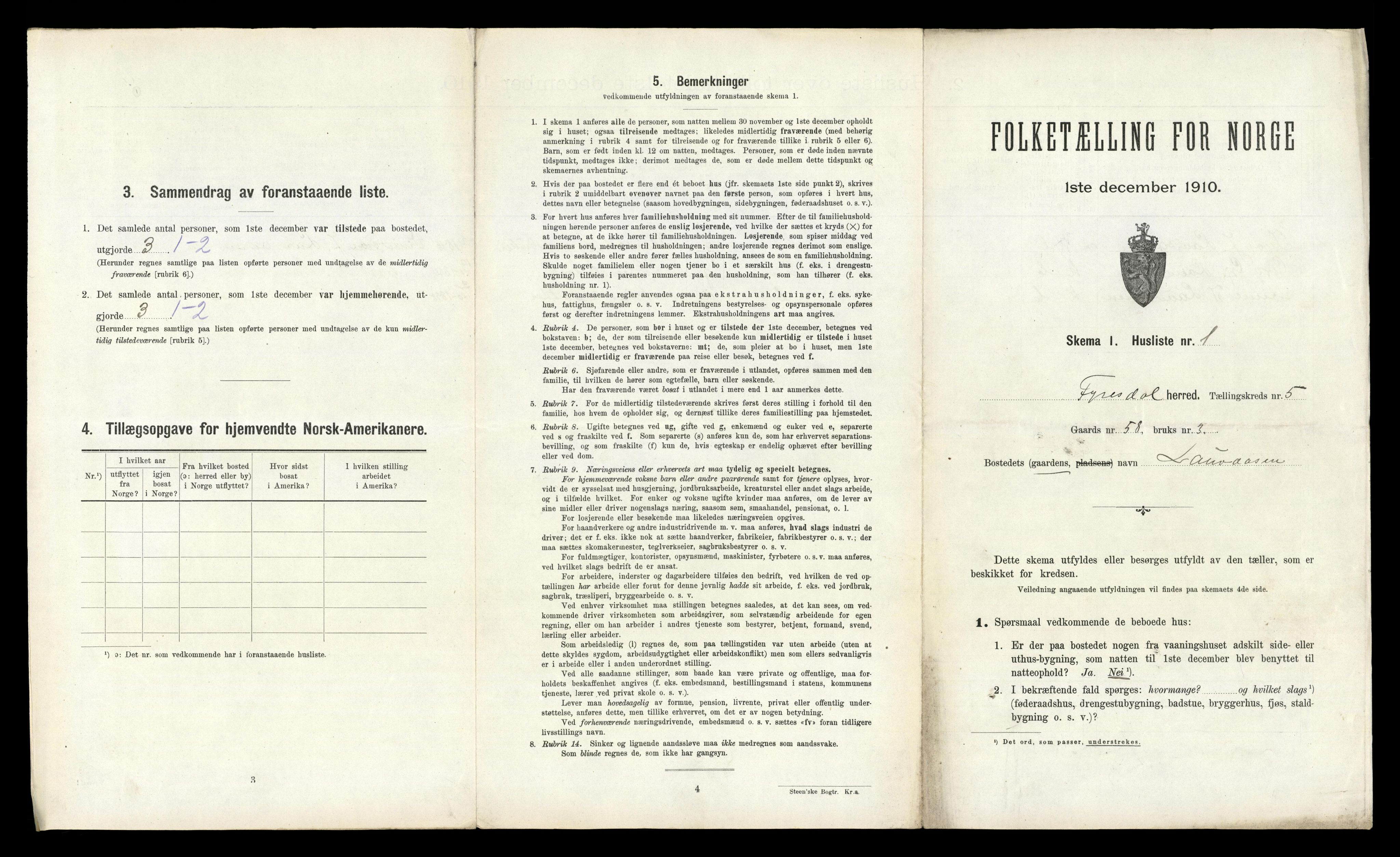 RA, Folketelling 1910 for 0831 Fyresdal herred, 1910, s. 307