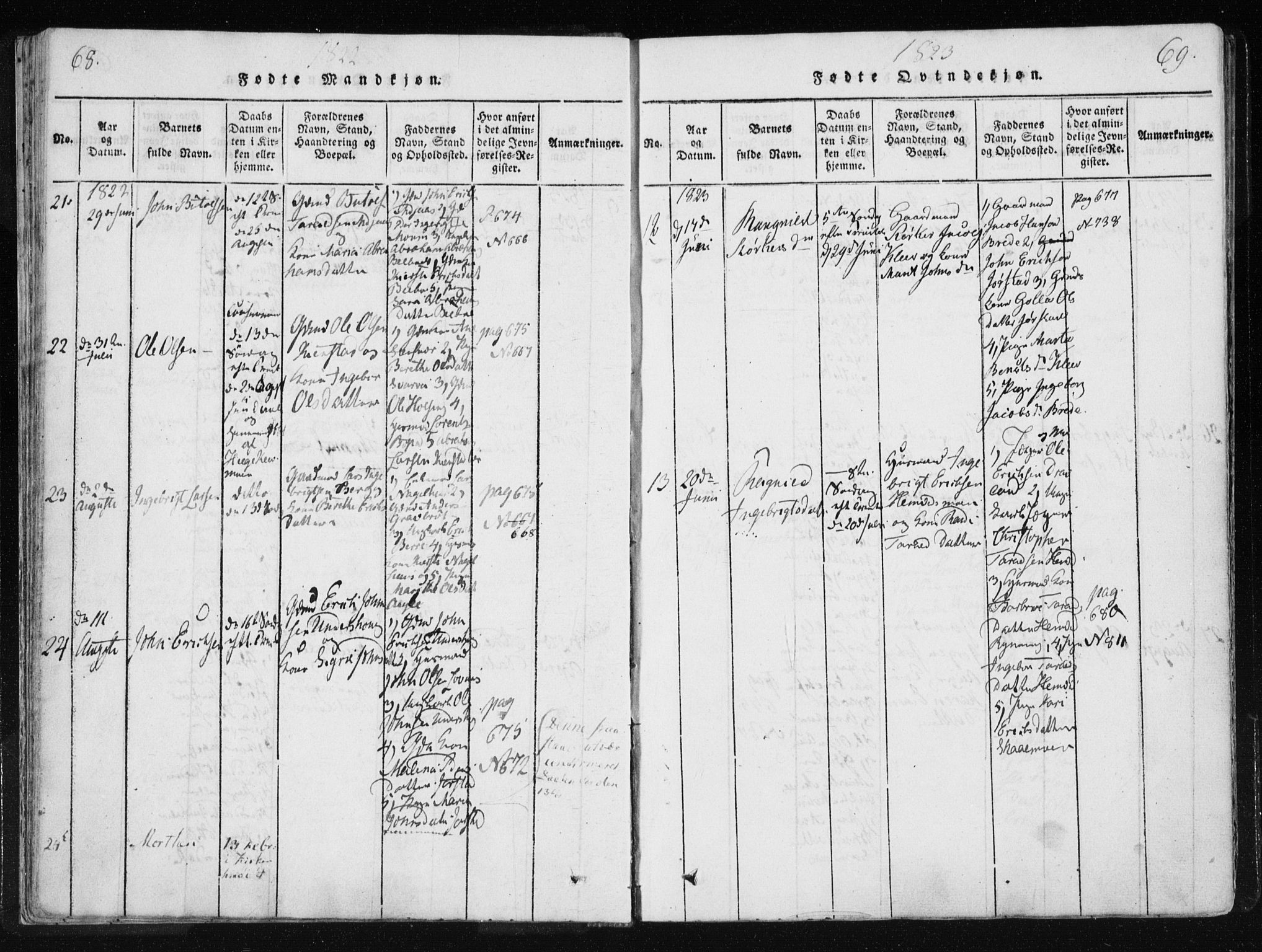 Ministerialprotokoller, klokkerbøker og fødselsregistre - Nord-Trøndelag, SAT/A-1458/749/L0469: Ministerialbok nr. 749A03, 1817-1857, s. 68-69