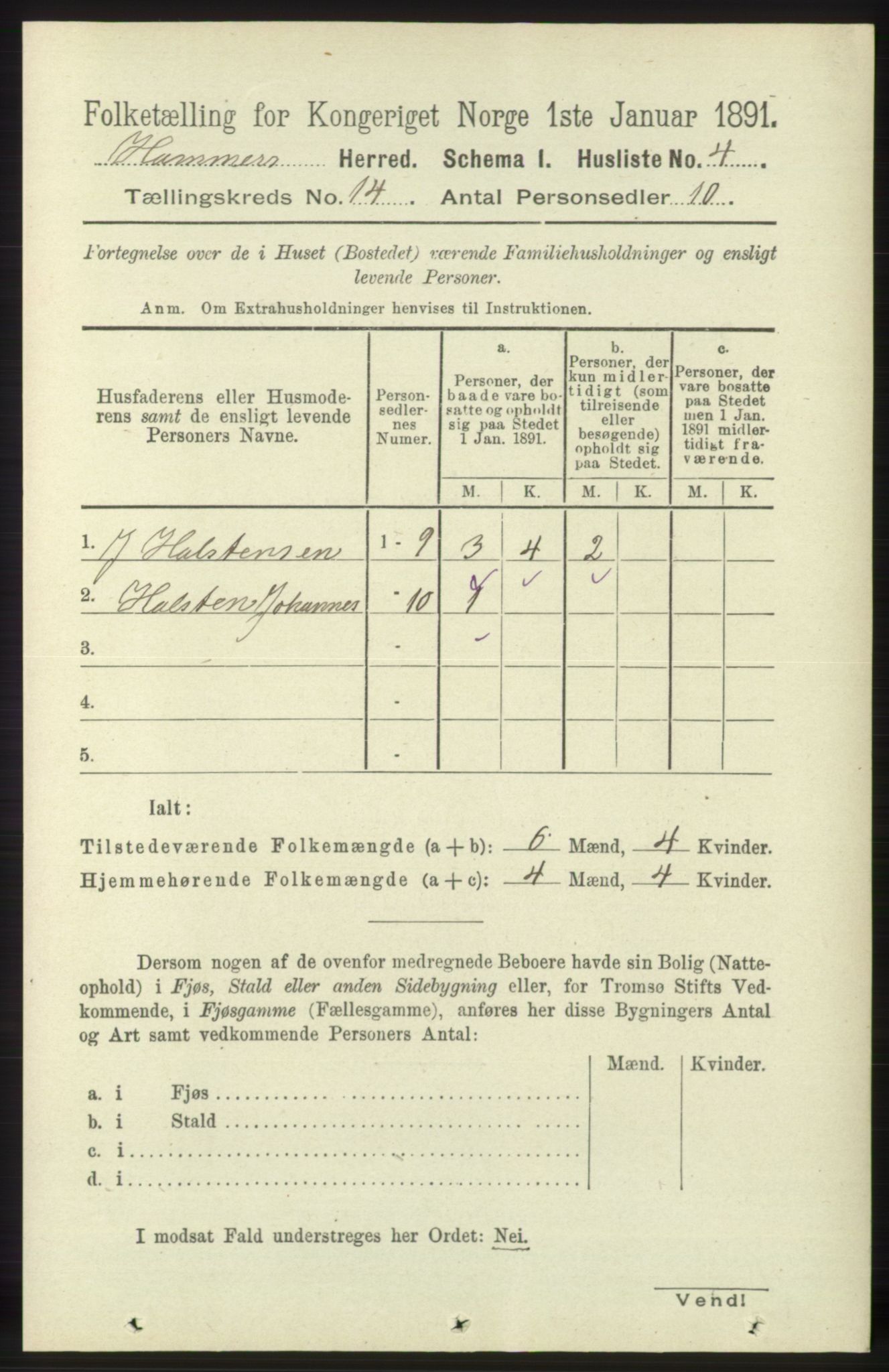 RA, Folketelling 1891 for 1254 Hamre herred, 1891, s. 4358