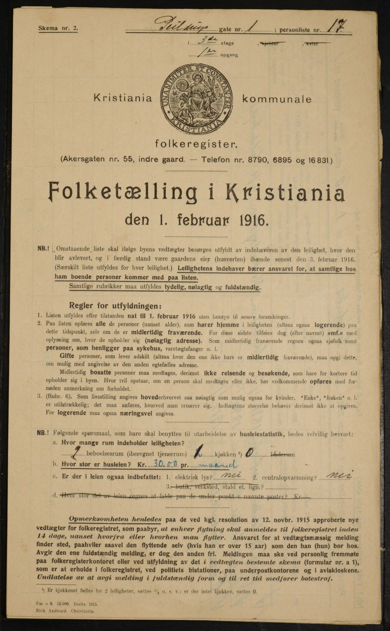 OBA, Kommunal folketelling 1.2.1916 for Kristiania, 1916, s. 96153