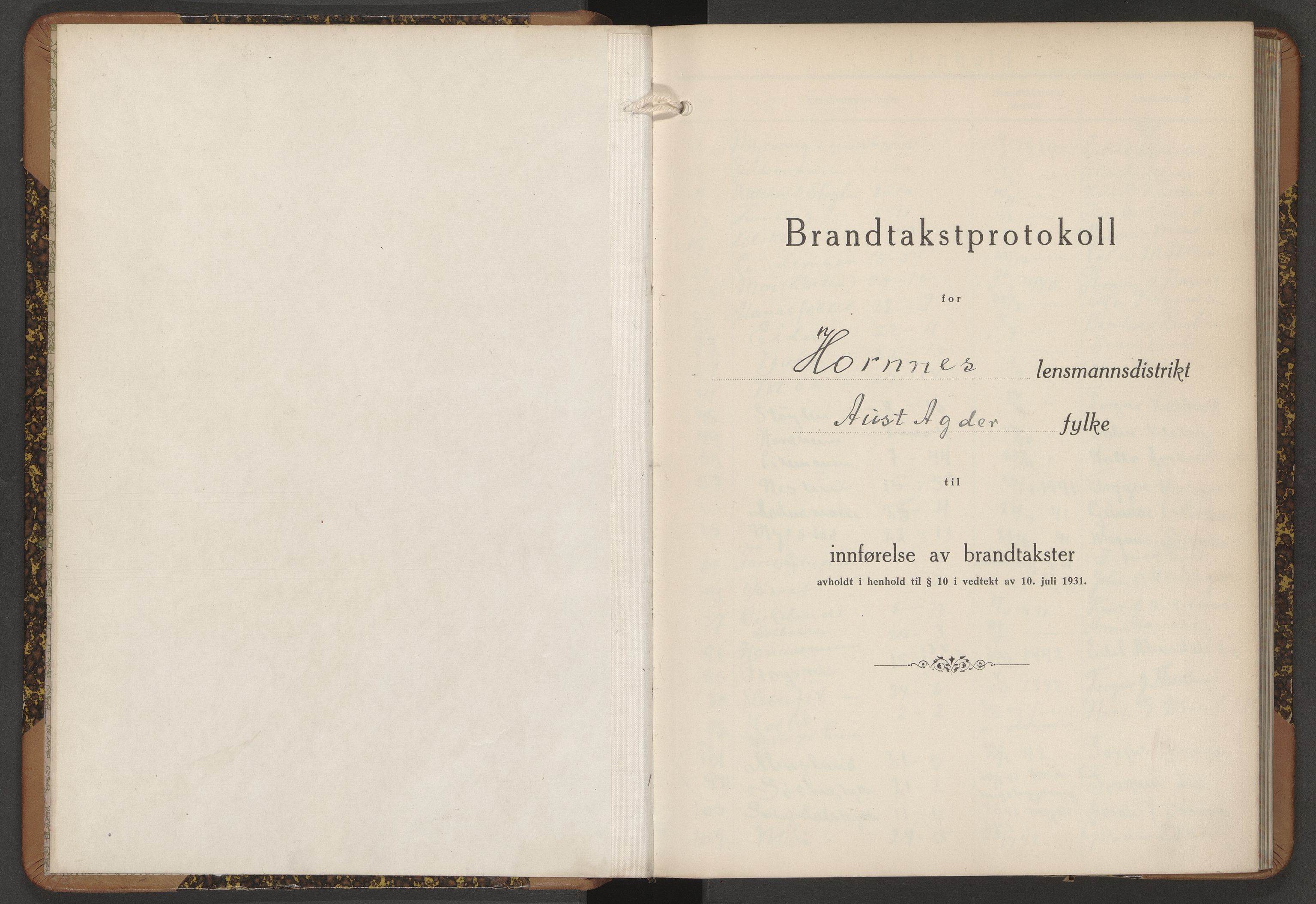 Norges Brannkasse Hornnes, AV/SAK-2241-0026/F/Fa/L0008: Branntakstprotokoll nr. 7 med gårdsnavnregister, 1939-1954