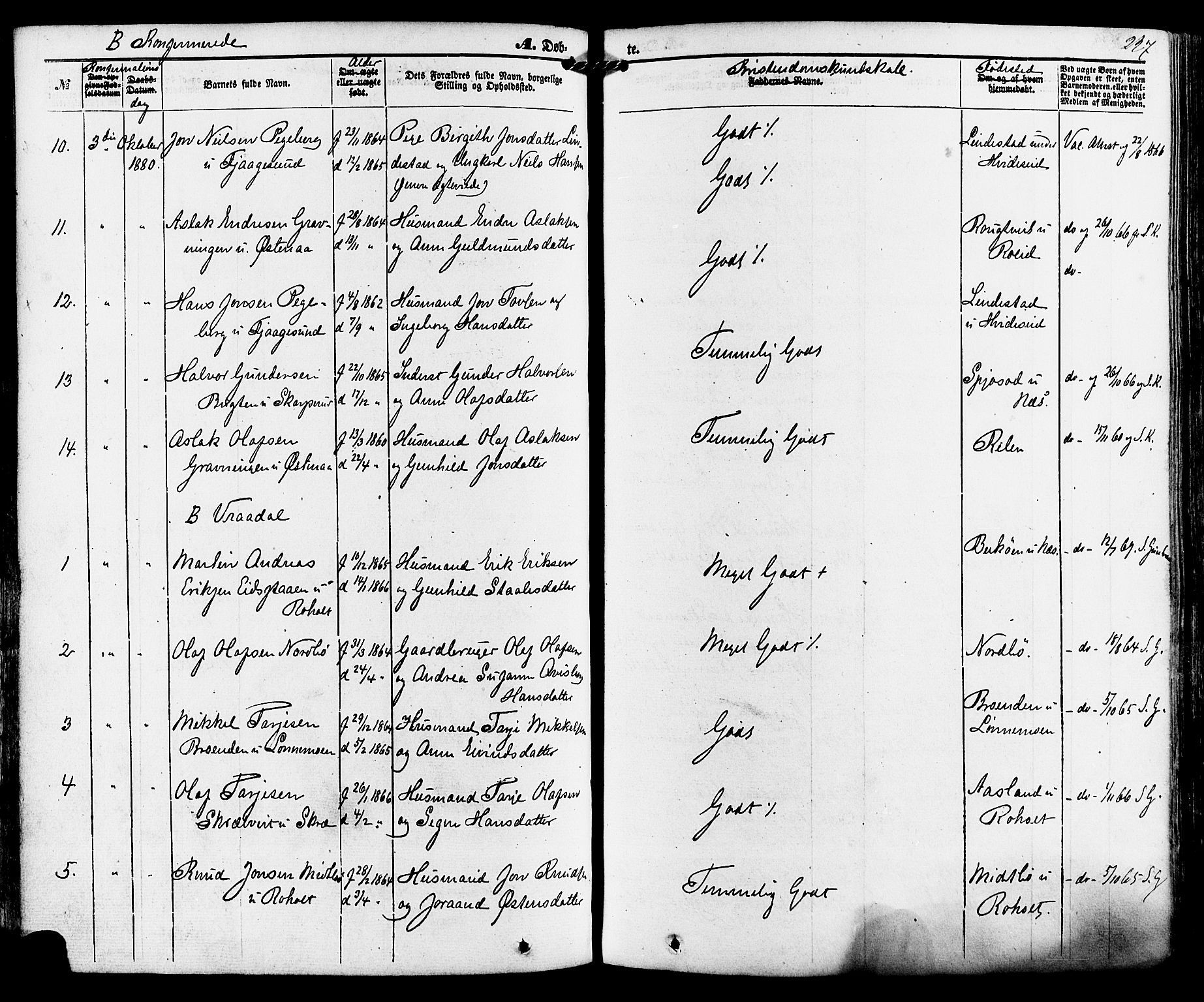 Kviteseid kirkebøker, AV/SAKO-A-276/F/Fa/L0007: Ministerialbok nr. I 7, 1859-1881, s. 227