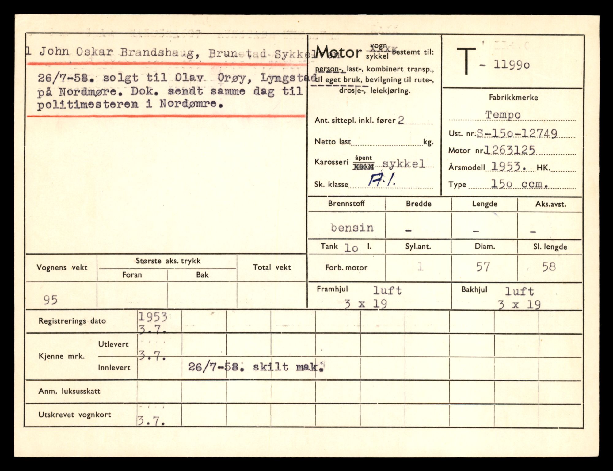Møre og Romsdal vegkontor - Ålesund trafikkstasjon, AV/SAT-A-4099/F/Fe/L0031: Registreringskort for kjøretøy T 11800 - T 11996, 1927-1998, s. 3258