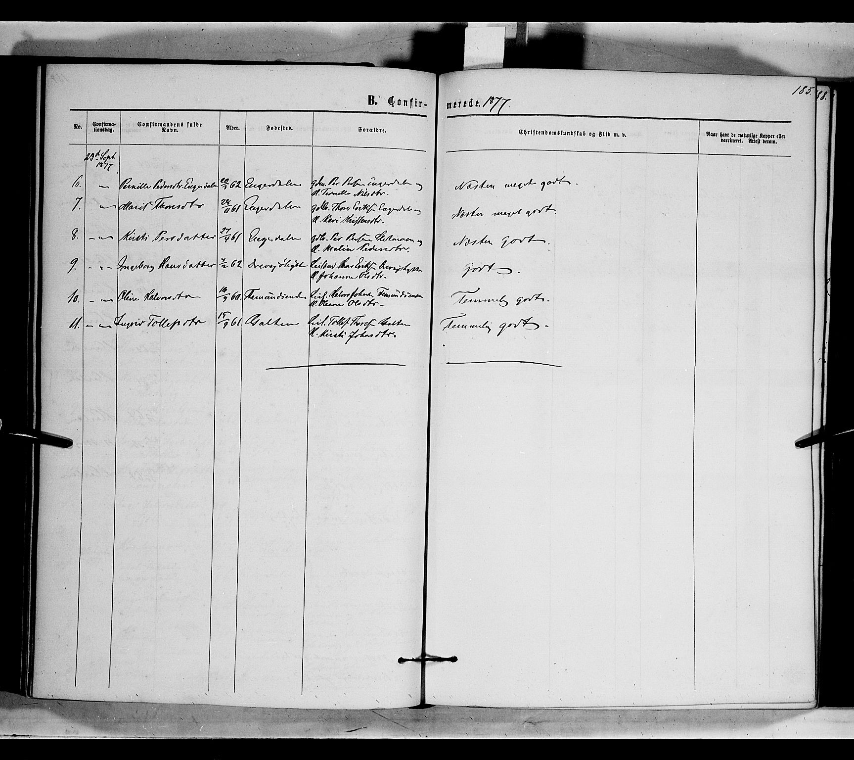 Rendalen prestekontor, AV/SAH-PREST-054/H/Ha/Haa/L0006: Ministerialbok nr. 6, 1867-1877, s. 185
