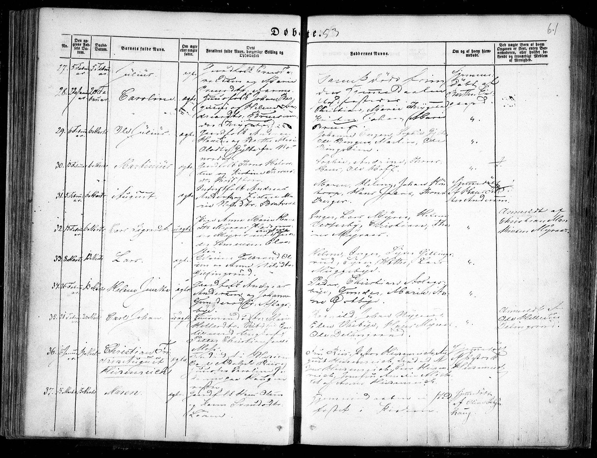 Trøgstad prestekontor Kirkebøker, AV/SAO-A-10925/F/Fa/L0007: Ministerialbok nr. I 7, 1845-1854, s. 61