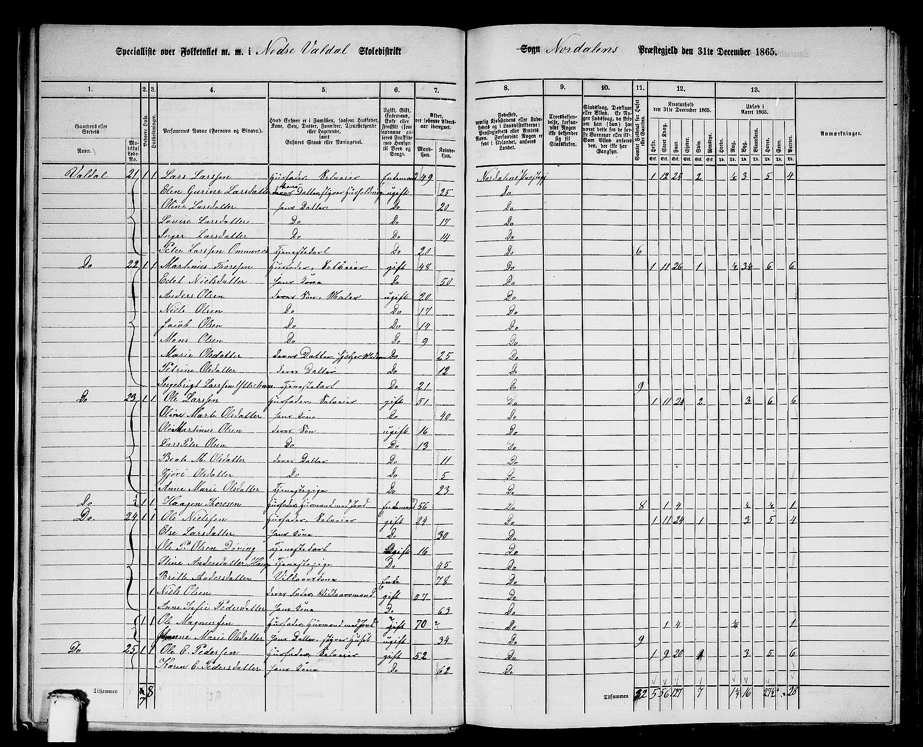 RA, Folketelling 1865 for 1524P Norddal prestegjeld, 1865, s. 17
