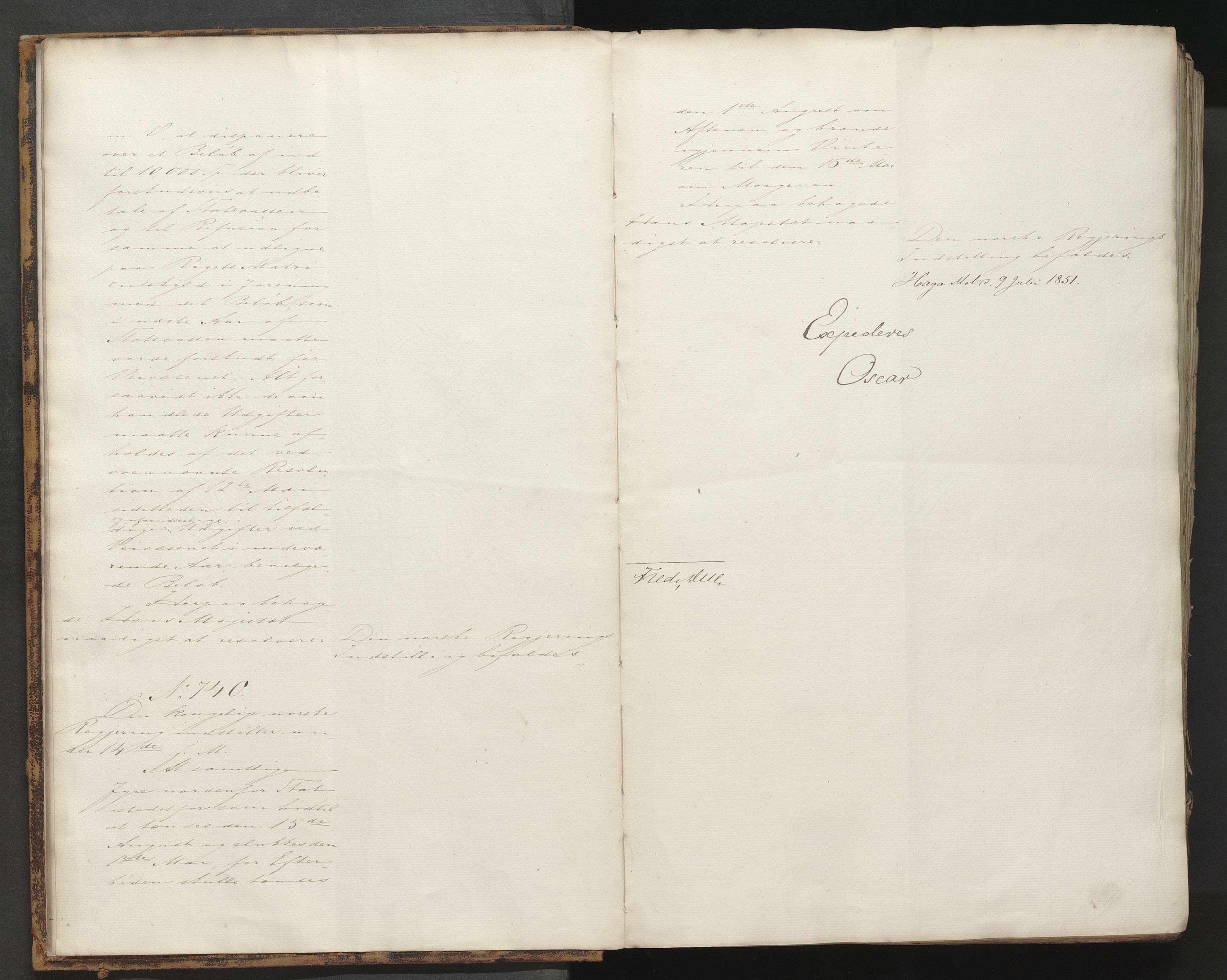 Statsrådssekretariatet, AV/RA-S-1001/A/Ab/L0074: Kgl. res. 2. halvår, 1851