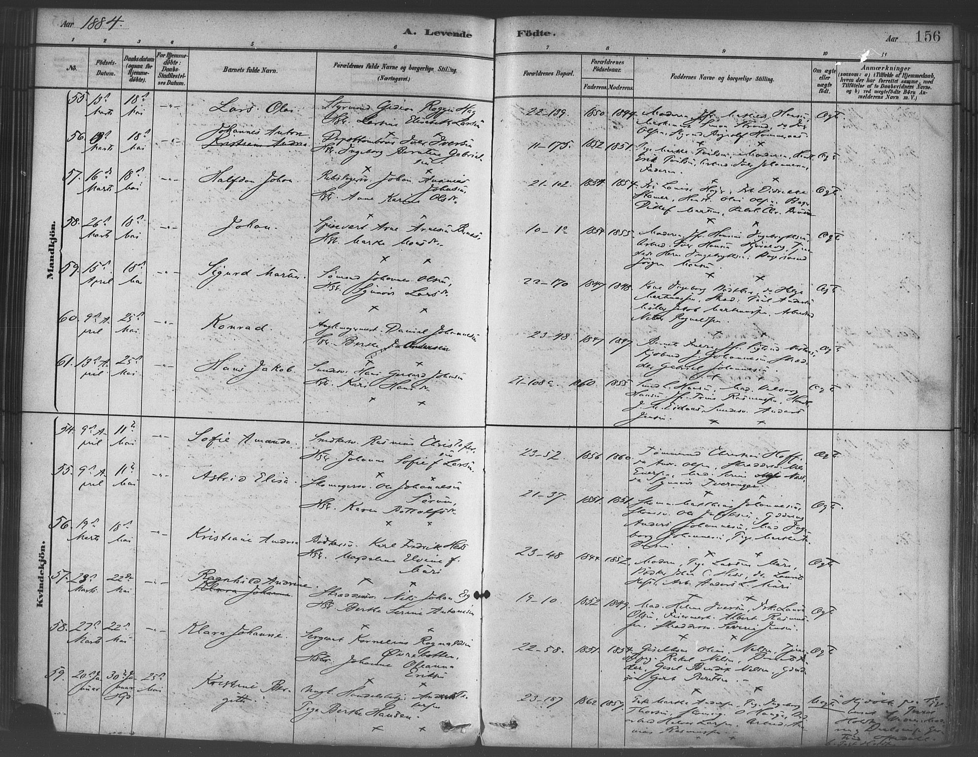 Korskirken sokneprestembete, SAB/A-76101/H/Haa/L0021: Ministerialbok nr. B 7, 1878-1889, s. 156
