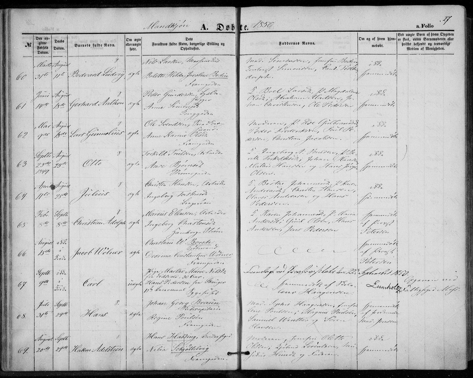 Bragernes kirkebøker, AV/SAKO-A-6/F/Fb/L0002: Ministerialbok nr. II 2, 1848-1859, s. 27