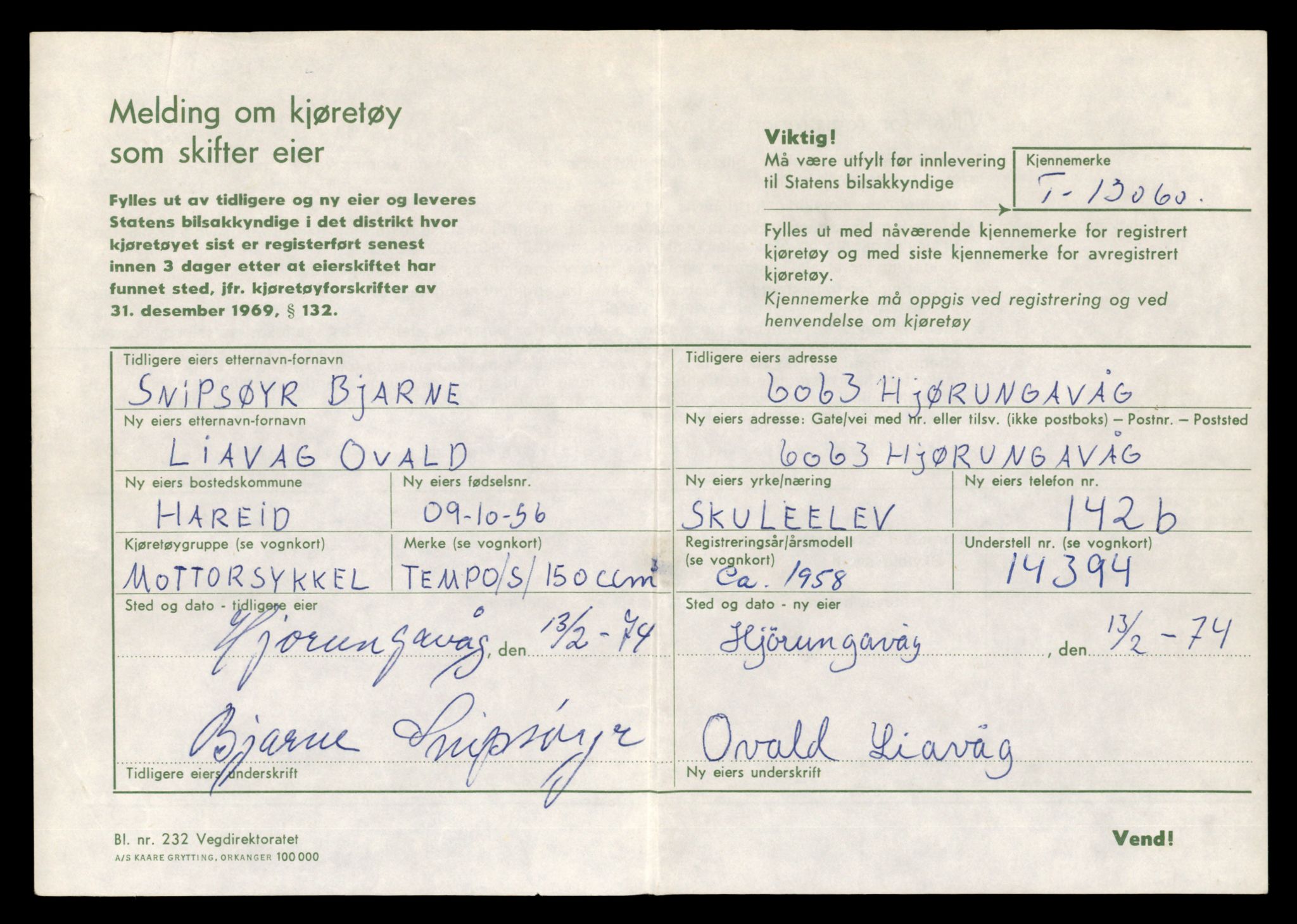 Møre og Romsdal vegkontor - Ålesund trafikkstasjon, AV/SAT-A-4099/F/Fe/L0037: Registreringskort for kjøretøy T 13031 - T 13179, 1927-1998, s. 605