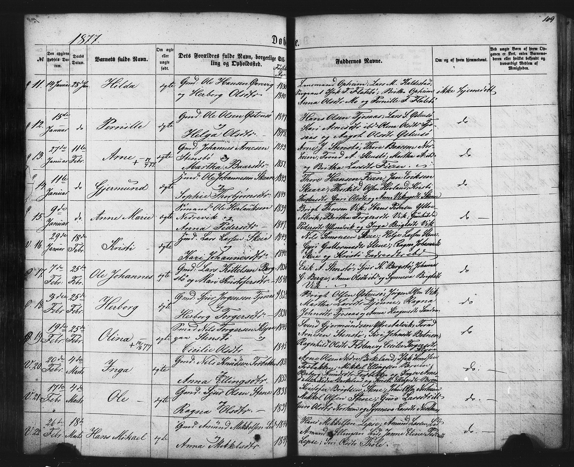 Kvam sokneprestembete, AV/SAB-A-76201/H/Haa: Ministerialbok nr. A 9, 1864-1879, s. 109