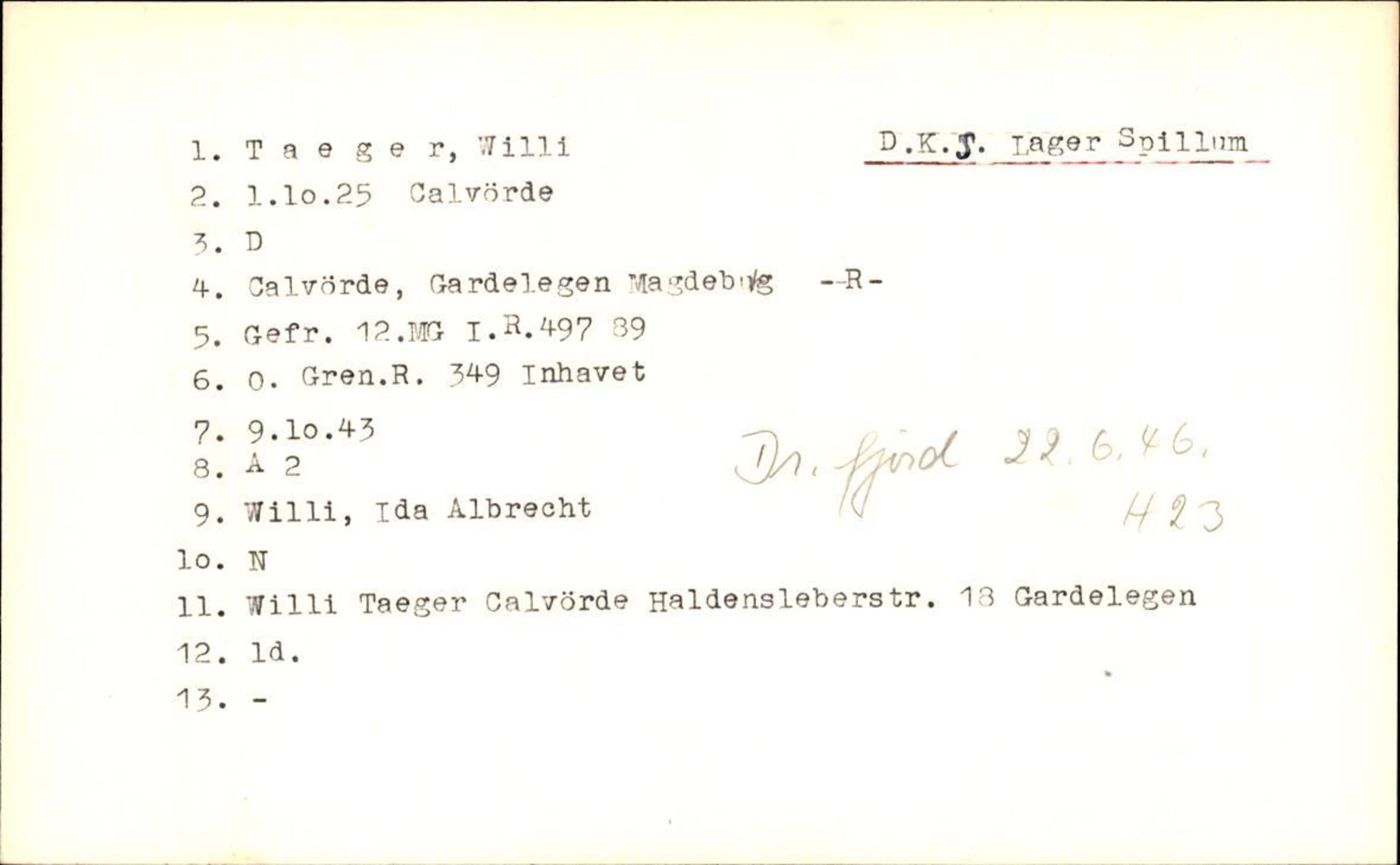 Hjemsendte tyskere , AV/RA-RAFA-6487/D/Db/L0026: Sowinski-Taubeld, 1945-1947, s. 1142