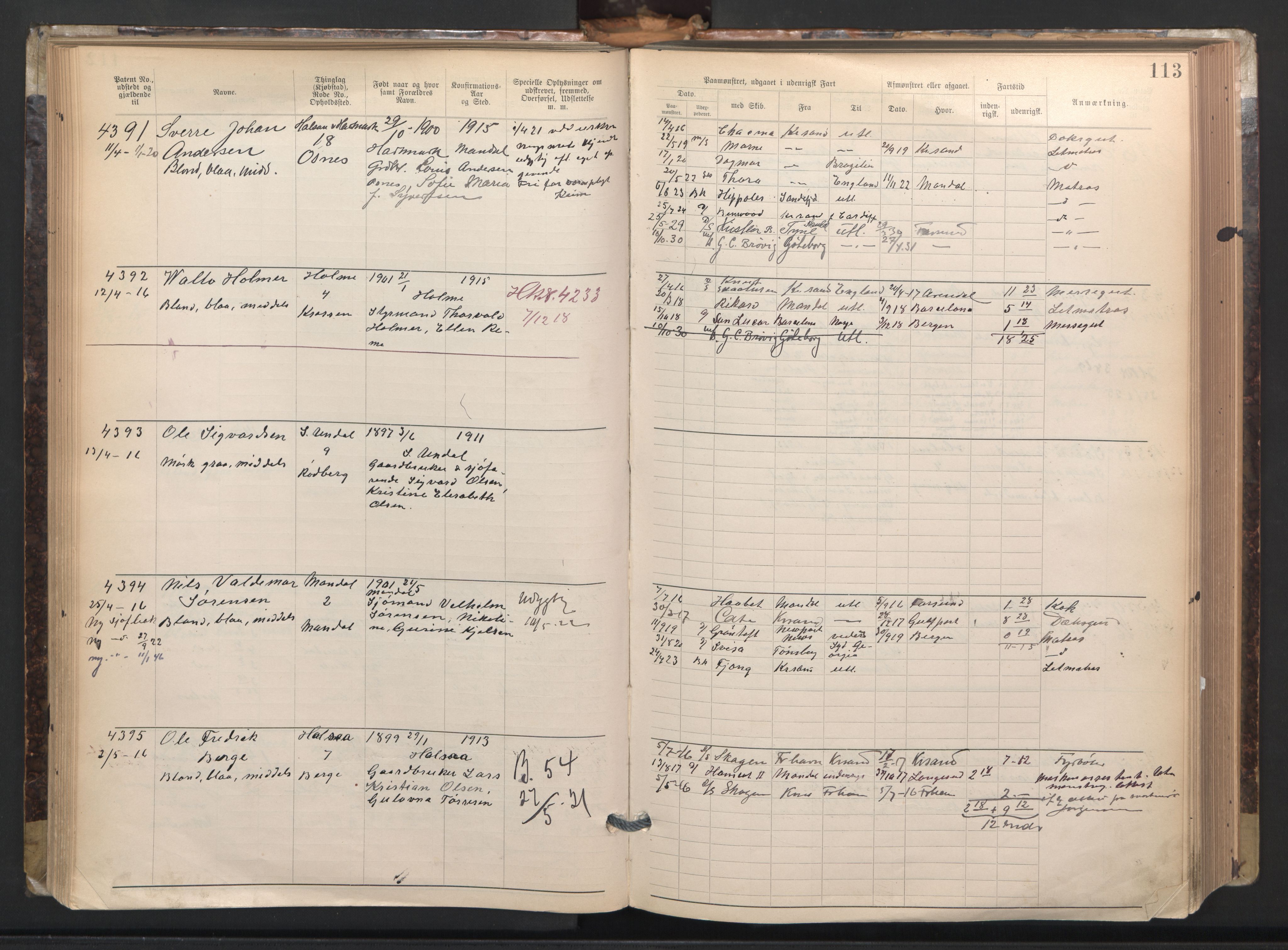 Mandal mønstringskrets, AV/SAK-2031-0016/F/Fa/L0003: Annotasjonsrulle nr 3831-4730 med register, L-5, 1900-1948, s. 138