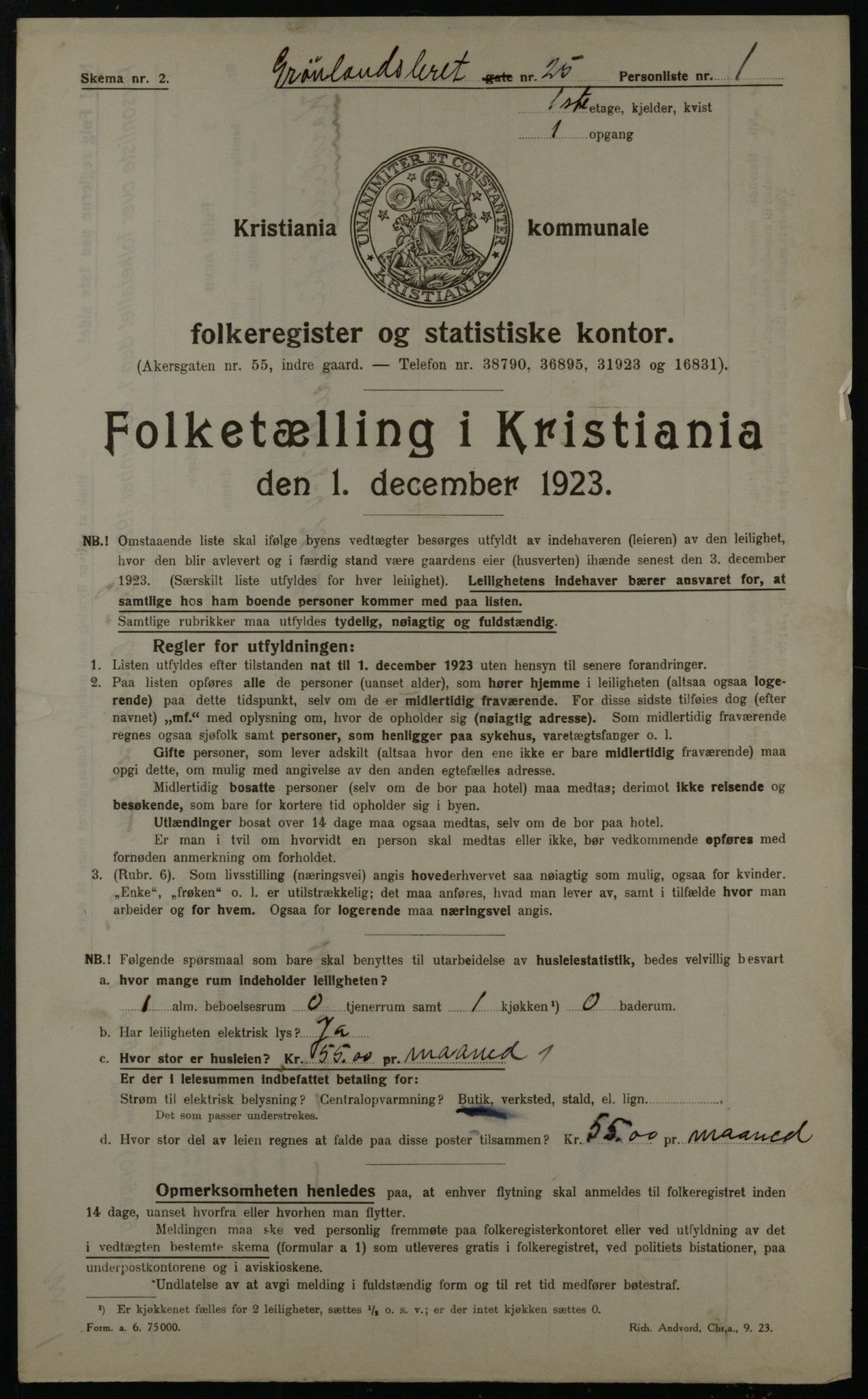 OBA, Kommunal folketelling 1.12.1923 for Kristiania, 1923, s. 35700