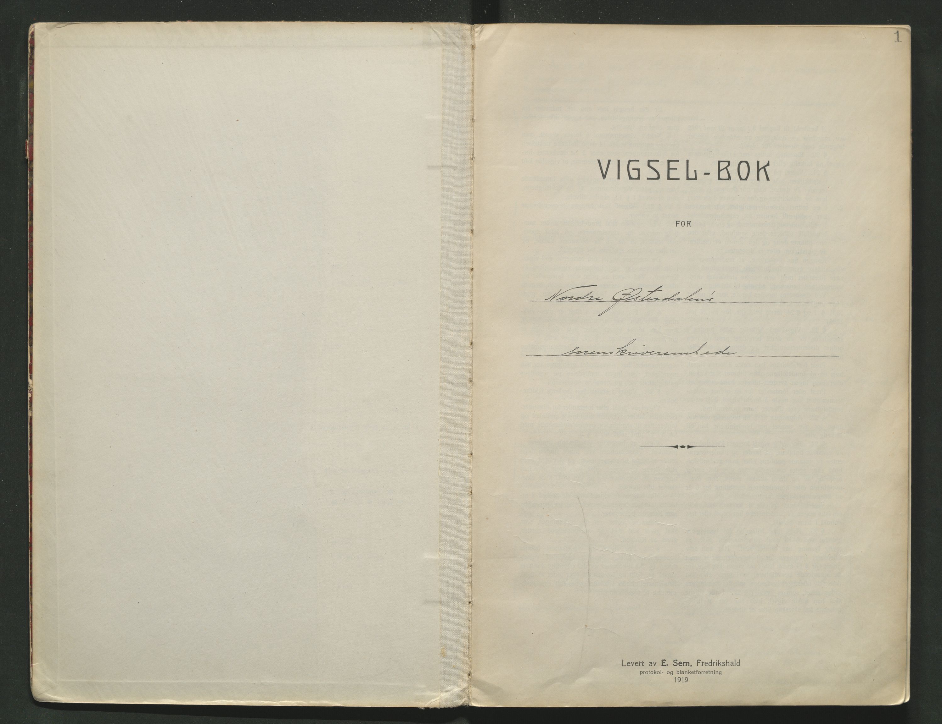 Nord-Østerdal tingrett, AV/SAH-TING-020/L/Lc/L0001/0001: Vigselsprotokoller / Vigselsprotokoll, 1921-1950, s. 1